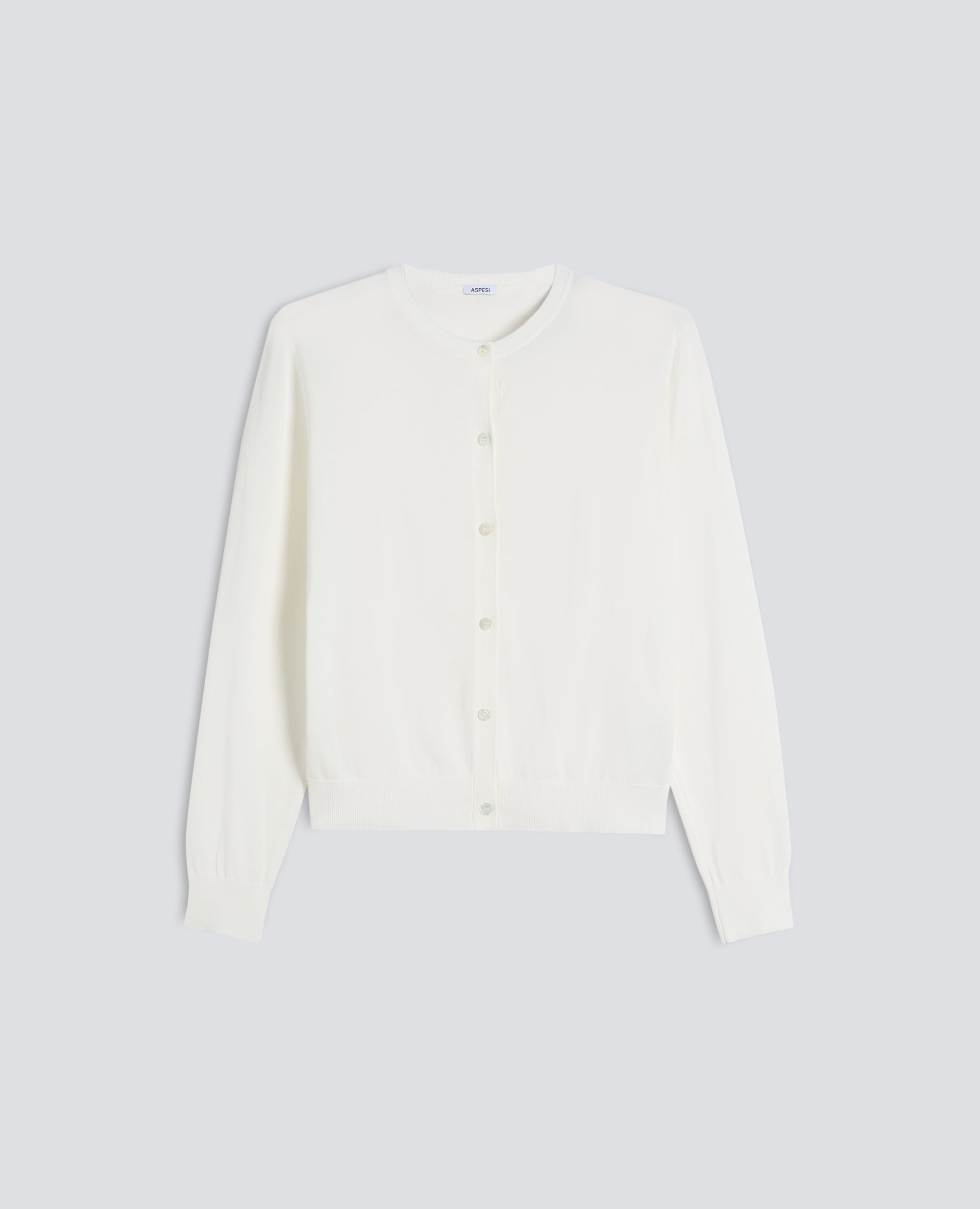 Cardigan de cuello redondo de algodon - BIANCO - ASPESI