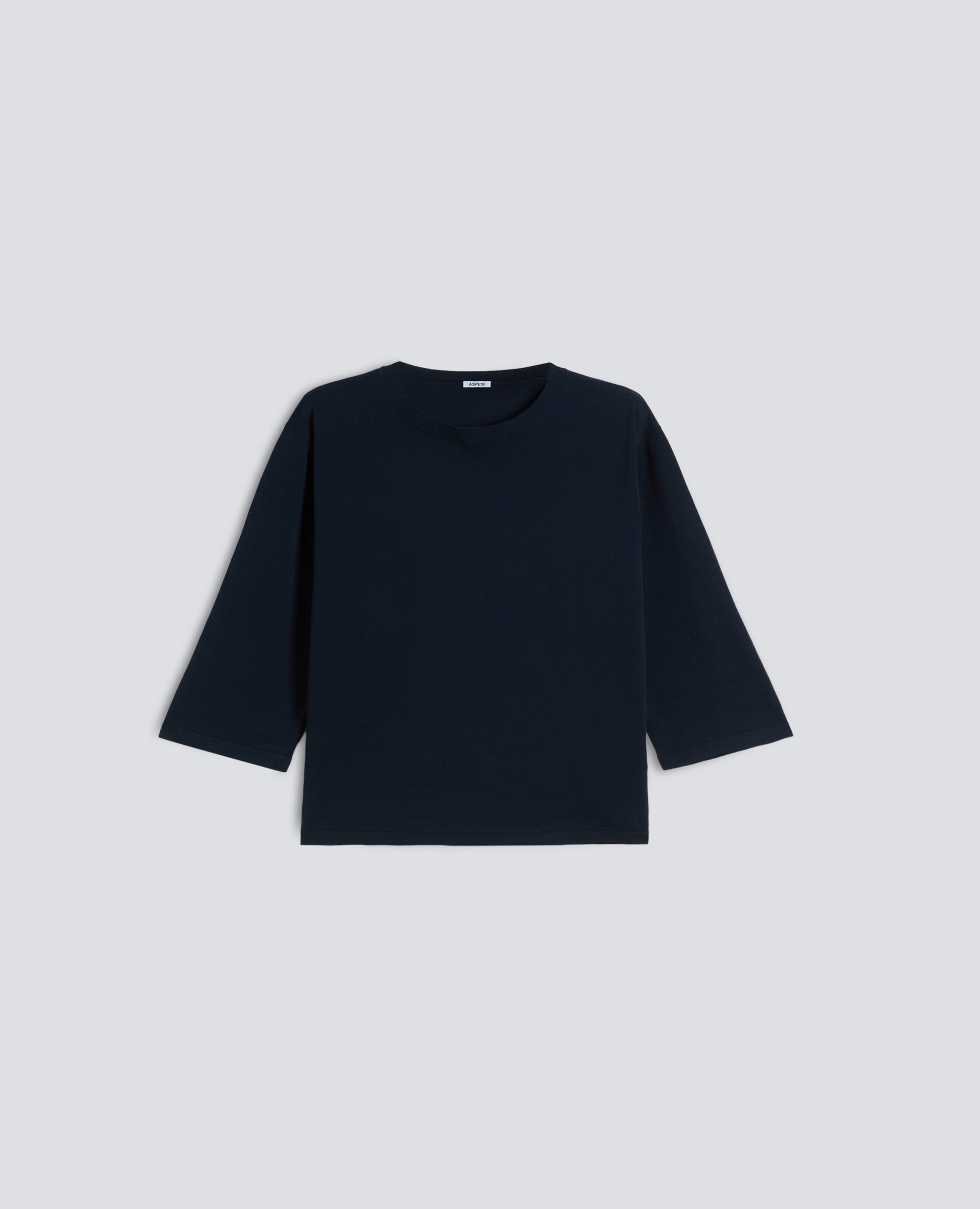 MAGLIA SCOLLO A BARCHETTA IN PURO COTONE - BLU - ASPESI