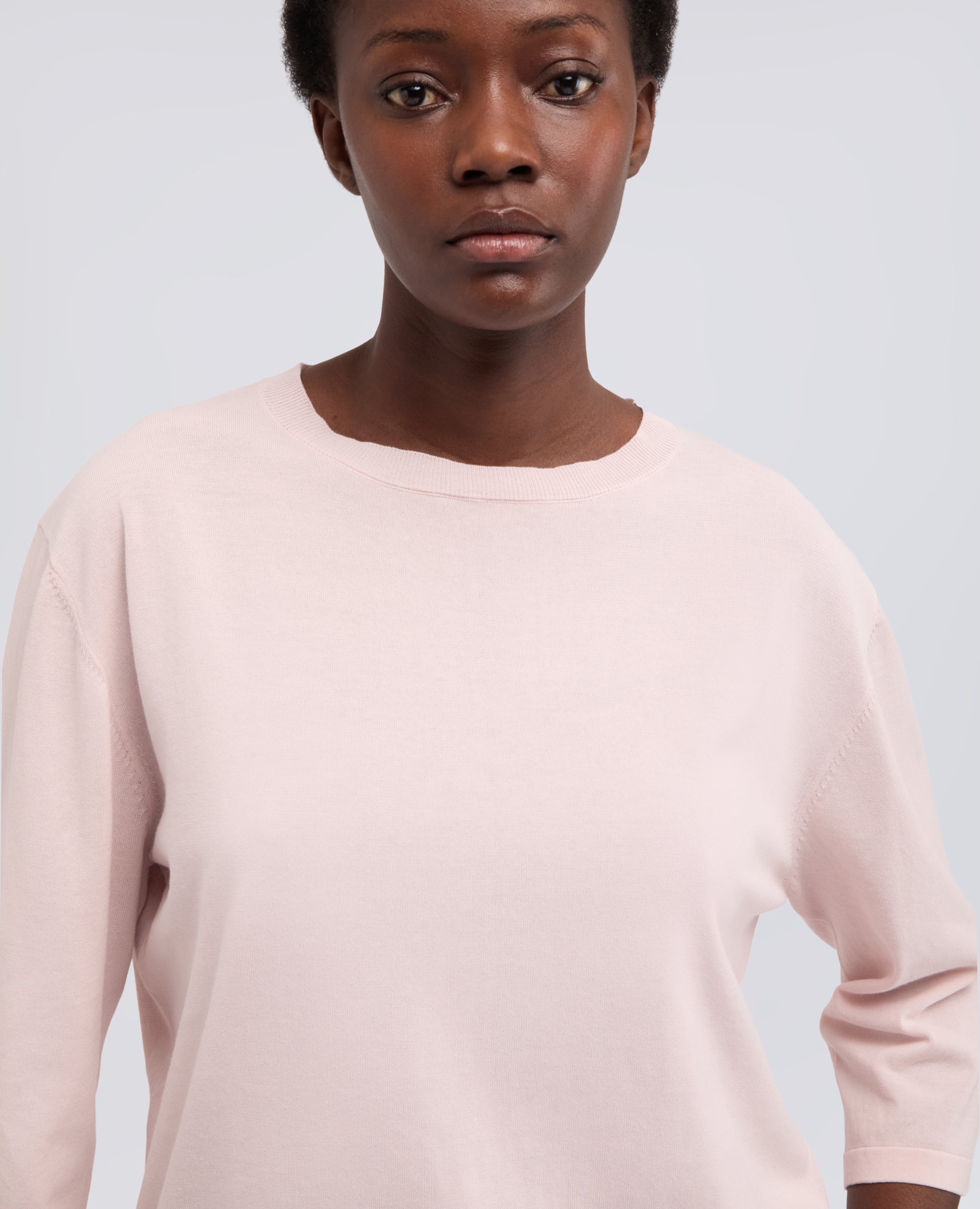MAGLIA SCOLLO A BARCHETTA IN PURO COTONE - ROSA - ASPESI