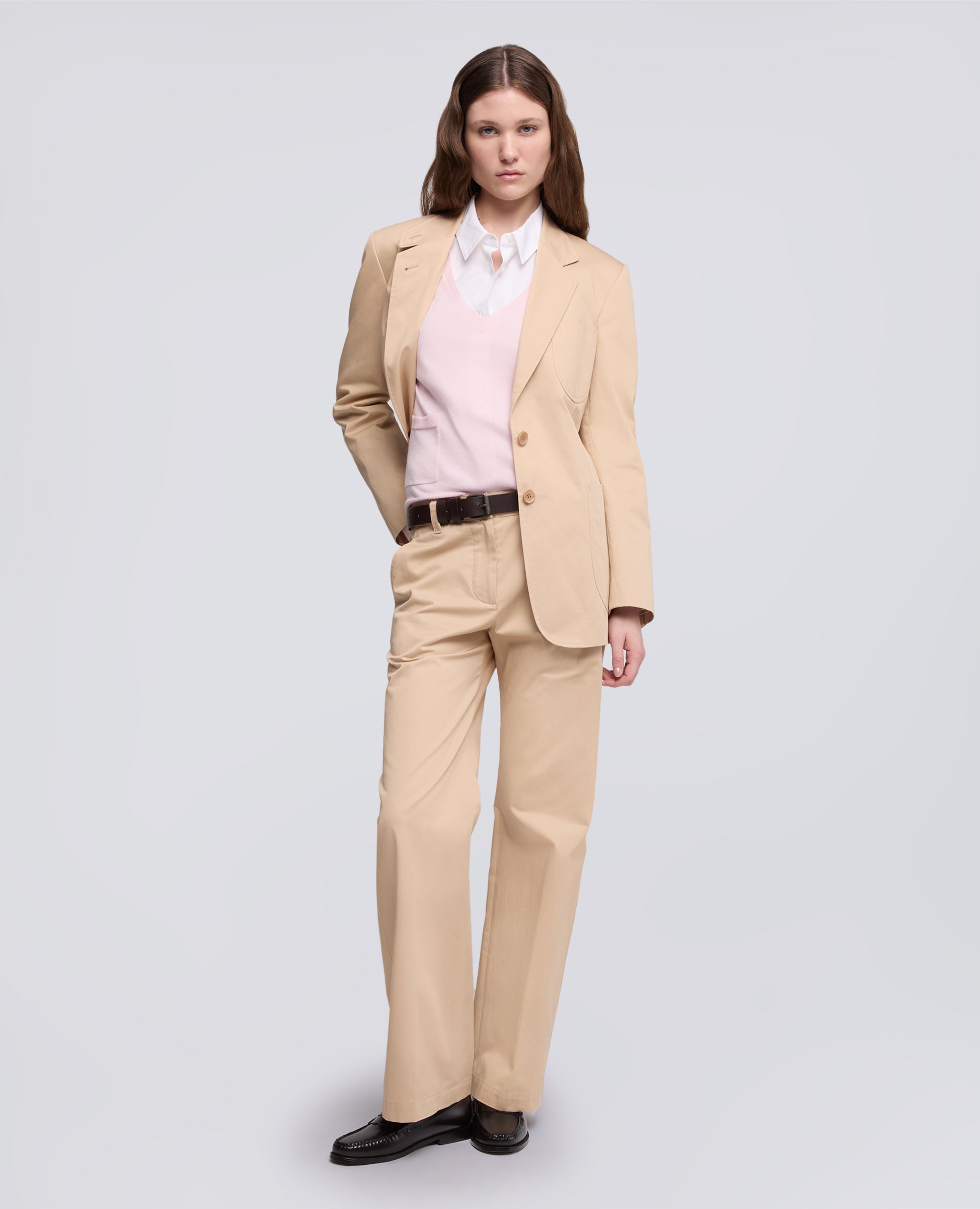 MAGLIA A MANICHE LUNGHE CON SCOLLO A -V- IN FILATO DI SETA, COTONE E CASHMERE - ROSA - ASPESI