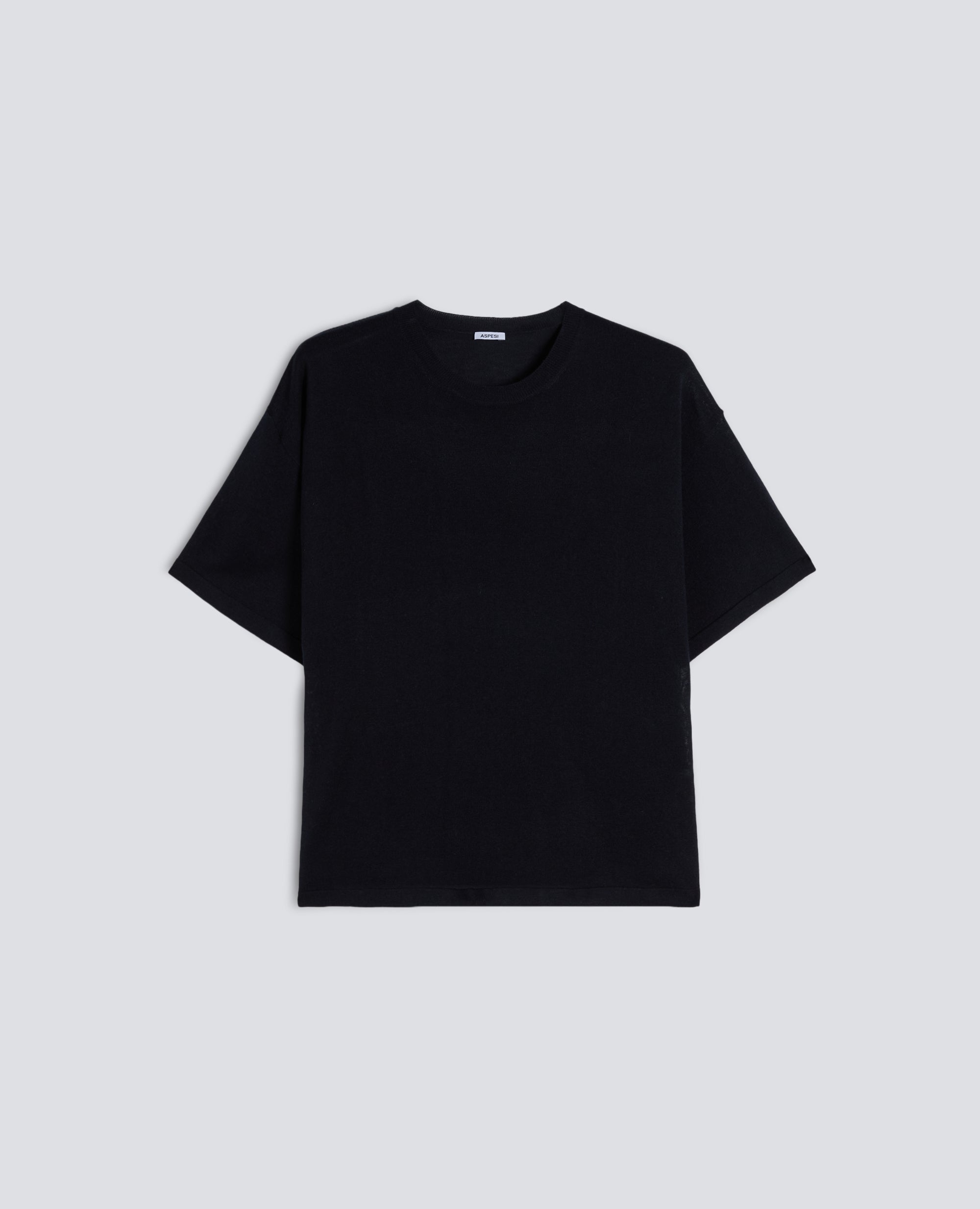 T-SHIRT DI MAGLIA IN MISTO SETA, COTONE E CASHMERE - BLU - ASPESI