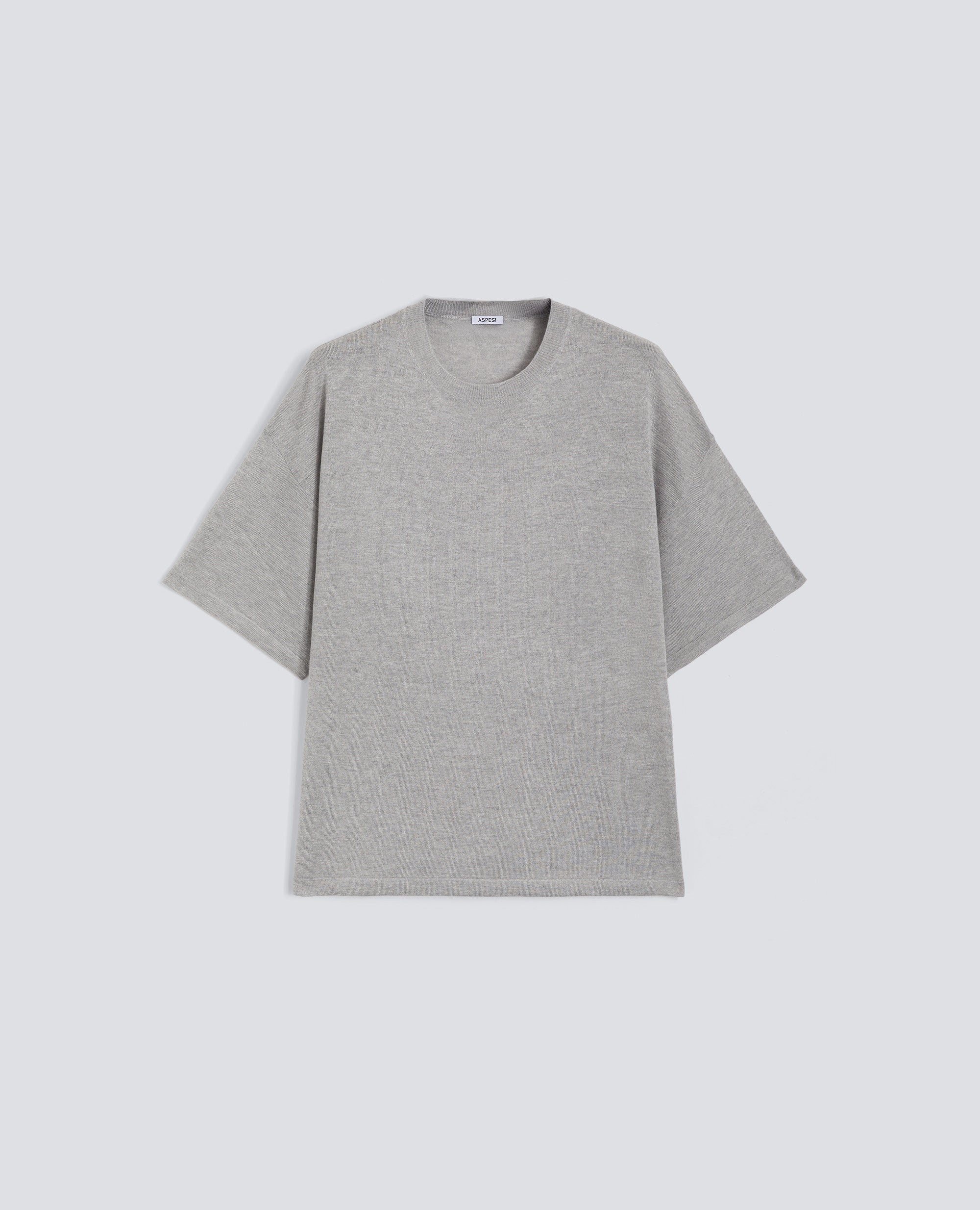 T-SHIRT DI MAGLIA IN MISTO SETA, COTONE E CASHMERE - GRIGIO - ASPESI