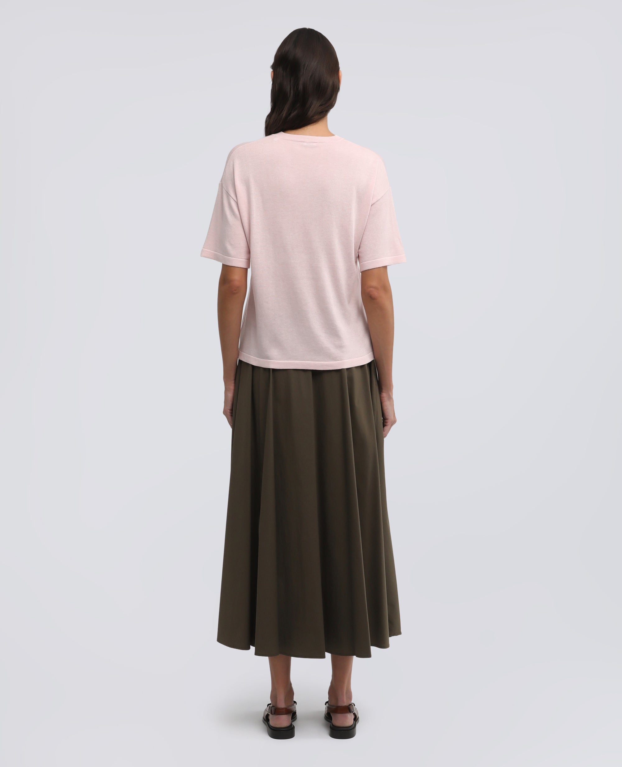 T-SHIRT DI MAGLIA IN MISTO SETA, COTONE E CASHMERE - ROSA - ASPESI