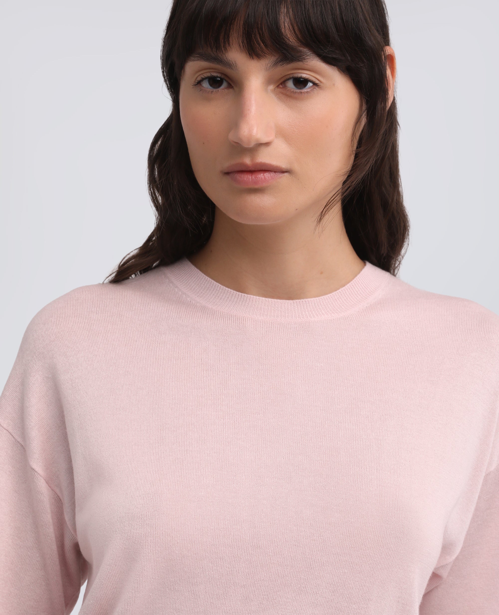 T-SHIRT DI MAGLIA IN MISTO SETA, COTONE E CASHMERE - ROSA - ASPESI
