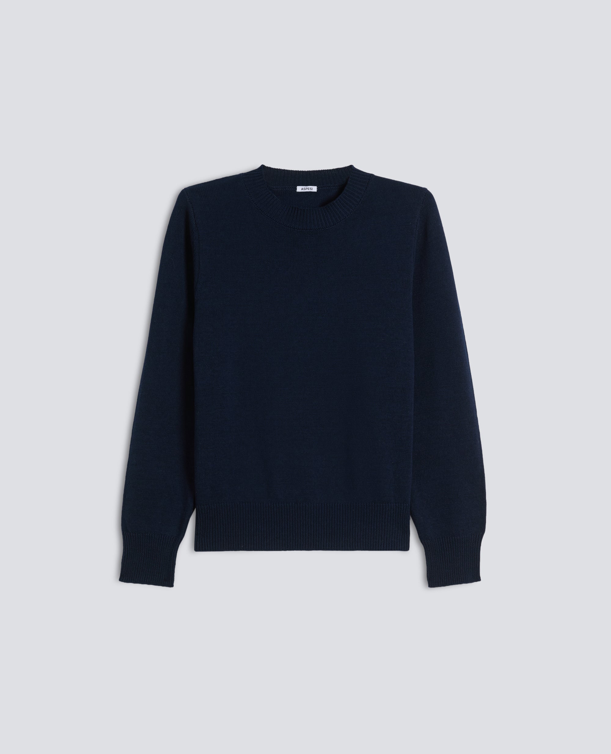 MAGLIA GIROCOLLO A MANICHE LUNGHE IN COTONE - BLU - ASPESI