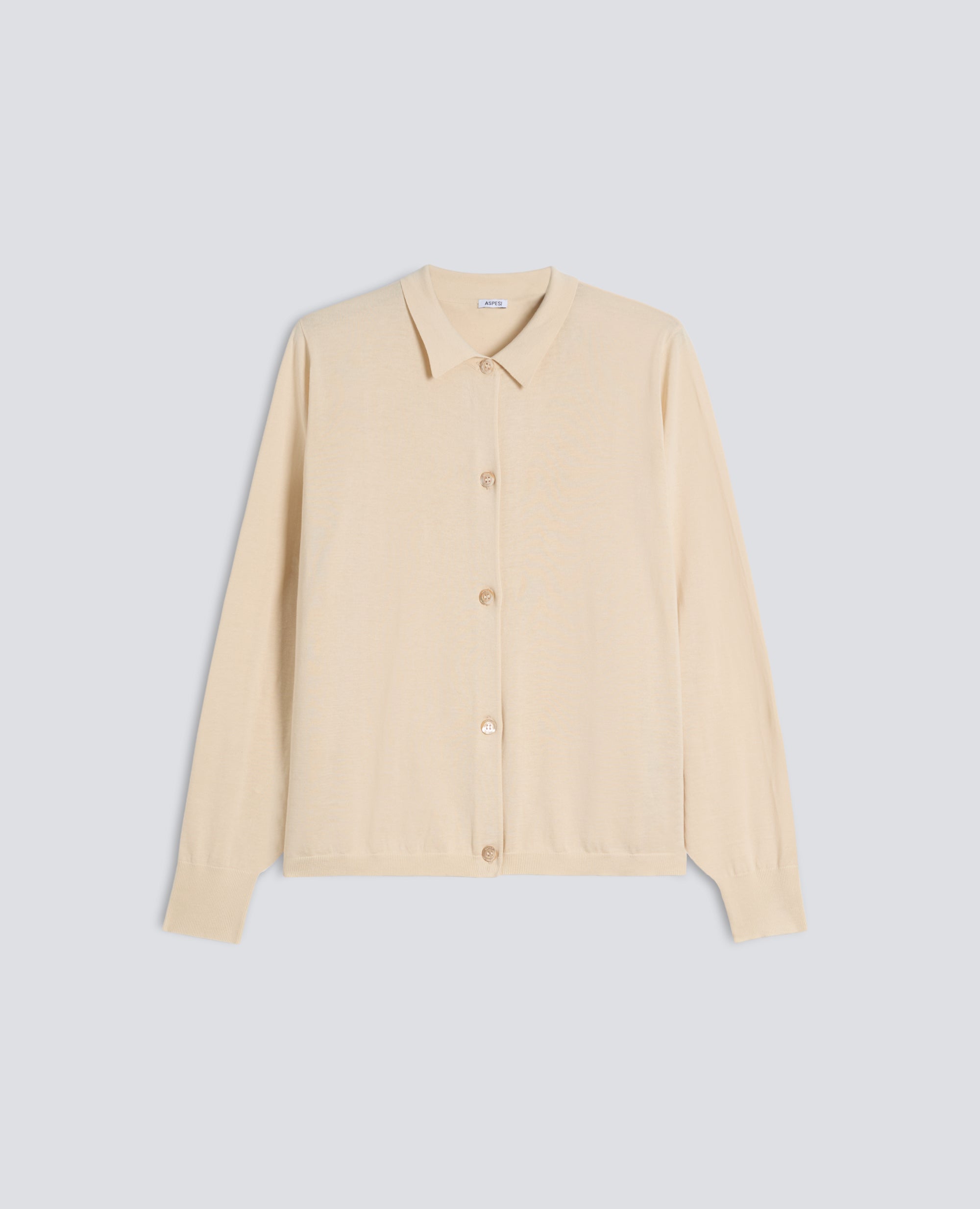CARDIGAN CON COLLETTO IN MISTO COTONE, SETA E LINO - NATURALE - ASPESI