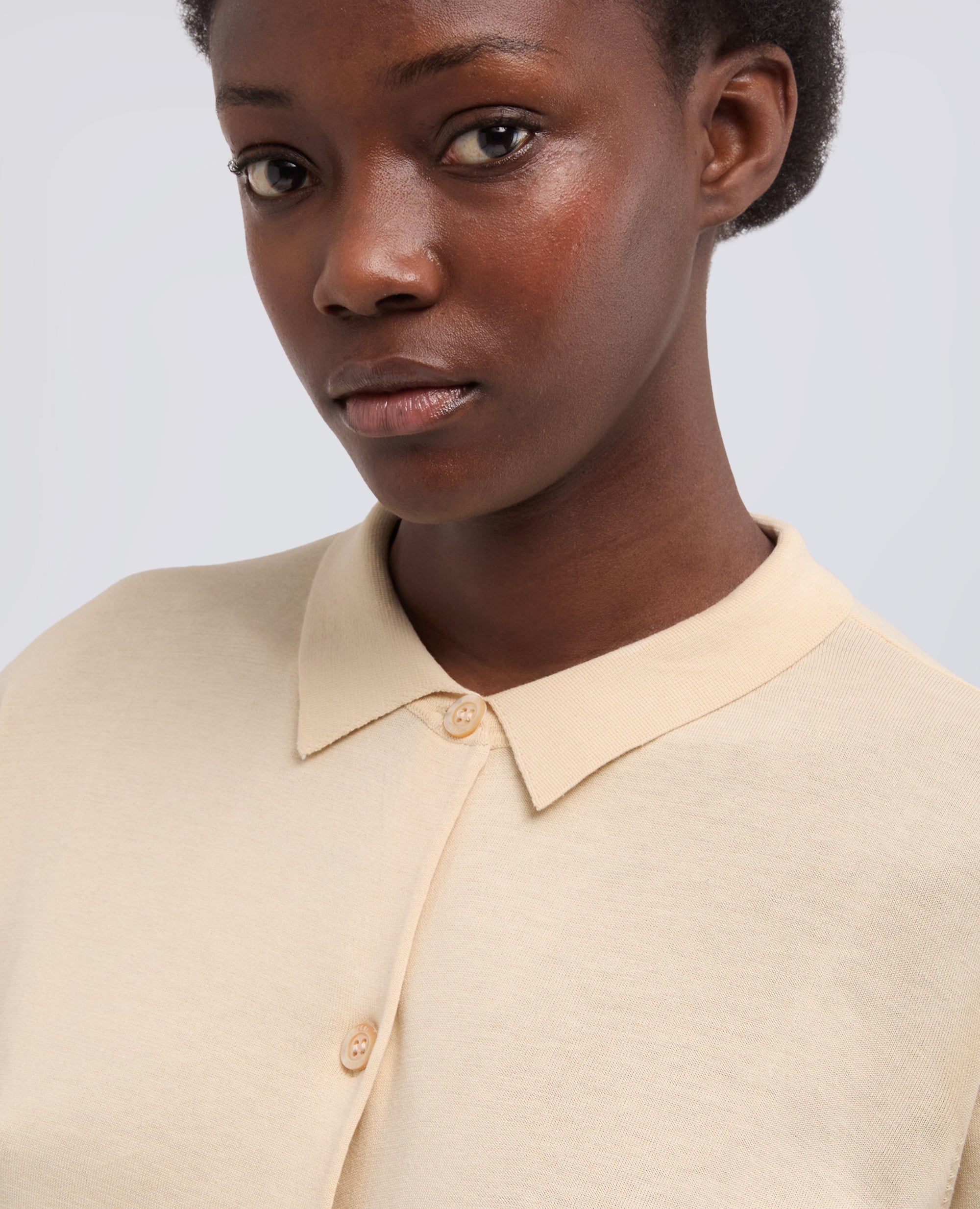 CARDIGAN CON COLLETTO IN MISTO COTONE, SETA E LINO - NATURALE - ASPESI