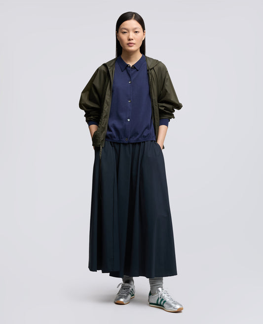 CARDIGAN CON COLLETTO IN MISTO COTONE, SETA E LINO - BLU - ASPESI