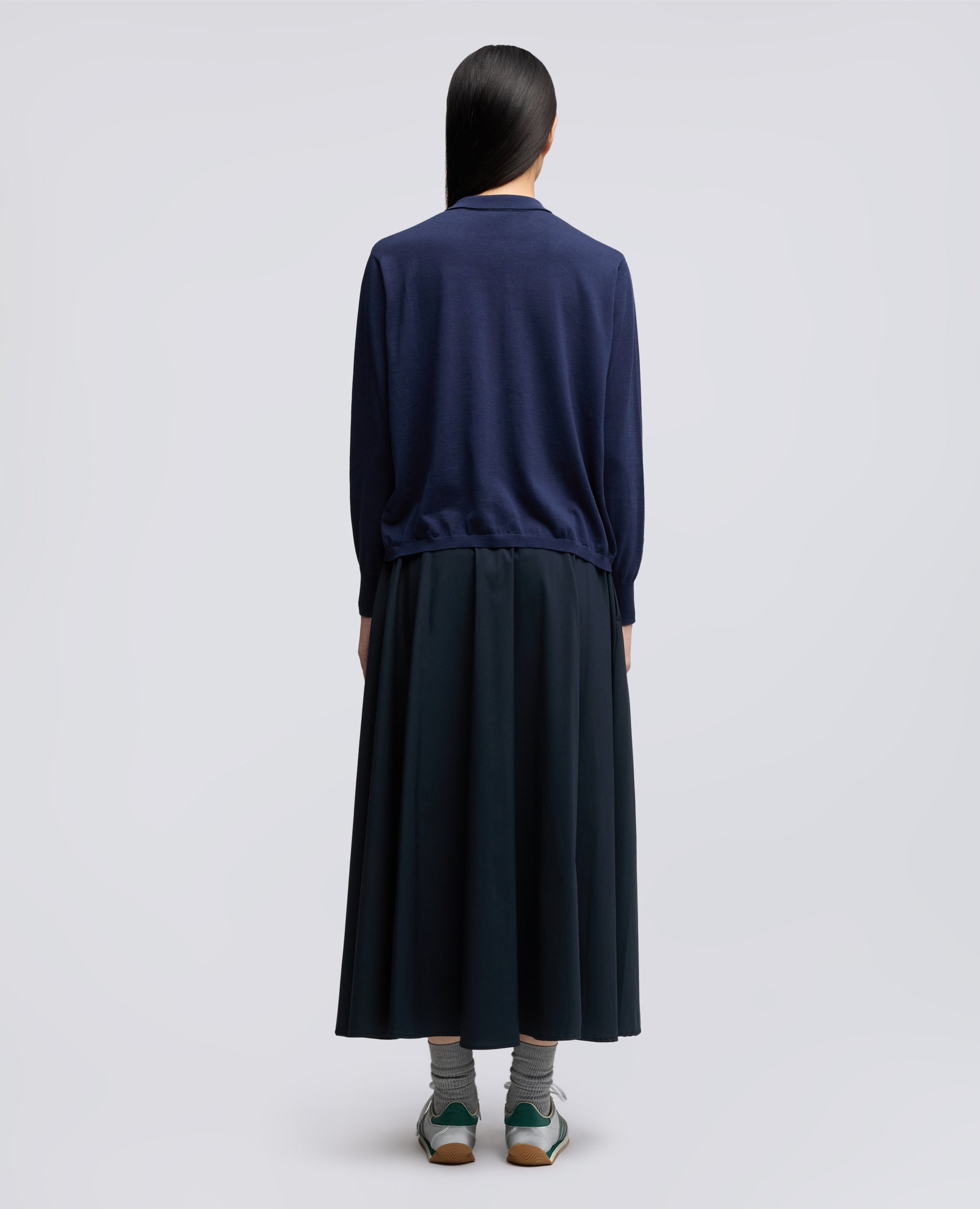 CARDIGAN CON COLLETTO IN MISTO COTONE, SETA E LINO - BLU - ASPESI