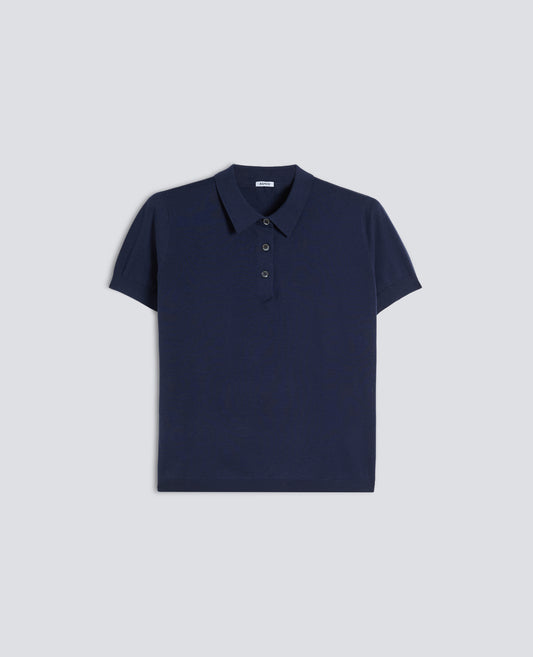 POLO IN MISTO COTONE, SETA E LINO - BLU - ASPESI