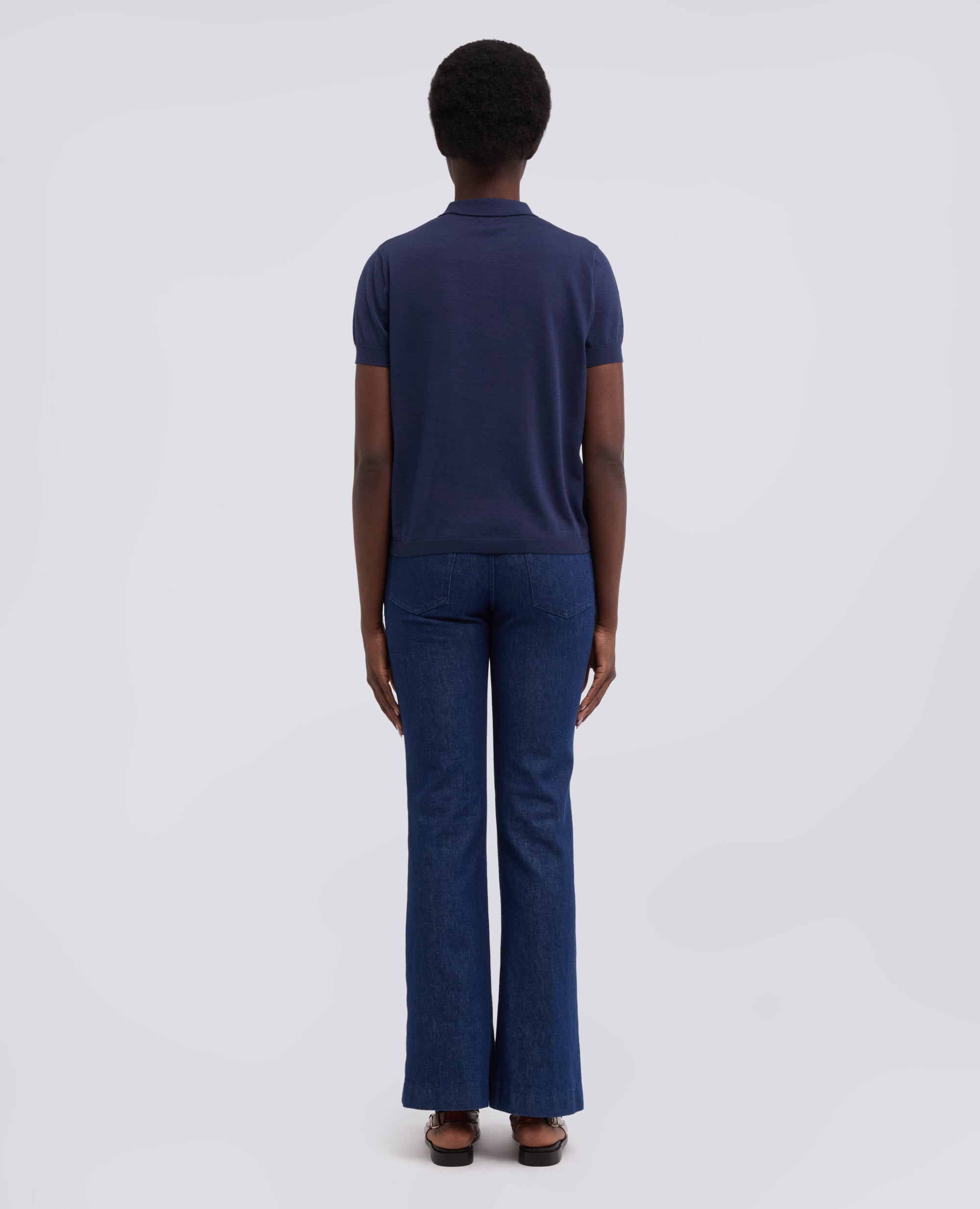 POLO IN MISTO COTONE, SETA E LINO - BLU - ASPESI
