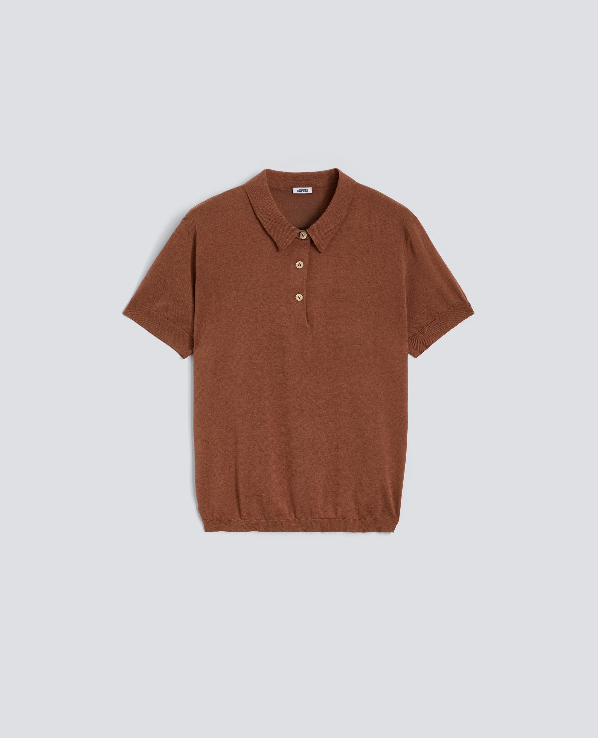 POLO IN MISTO COTONE, SETA E LINO - MARRONE - ASPESI