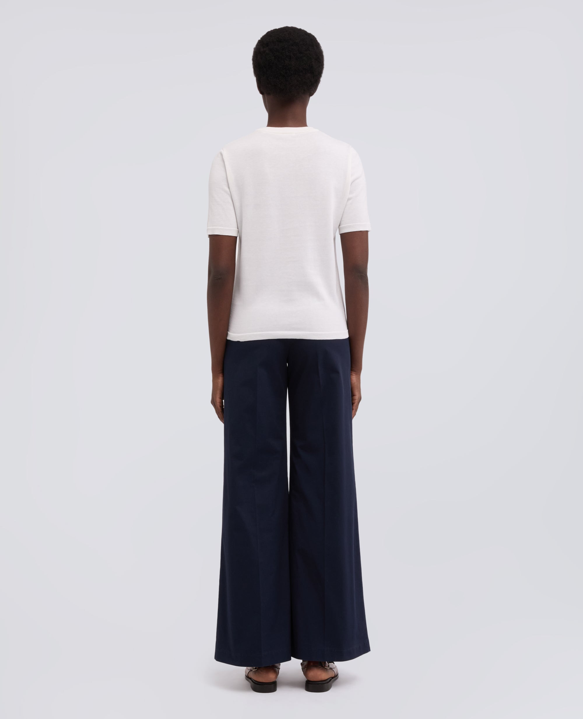 T-SHIRT GIROCOLLO IN MISTO COTONE, SETA E LINO - BIANCO - ASPESI