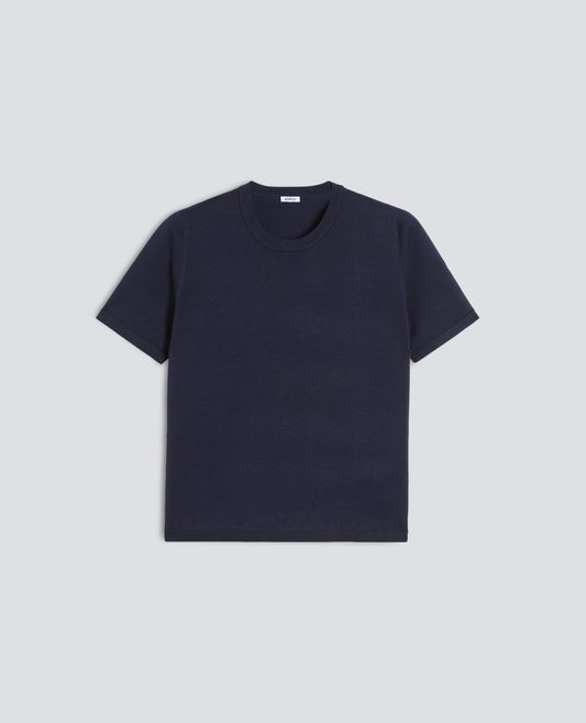 T-SHIRT GIROCOLLO IN MISTO COTONE, SETA E LINO - BLU - ASPESI