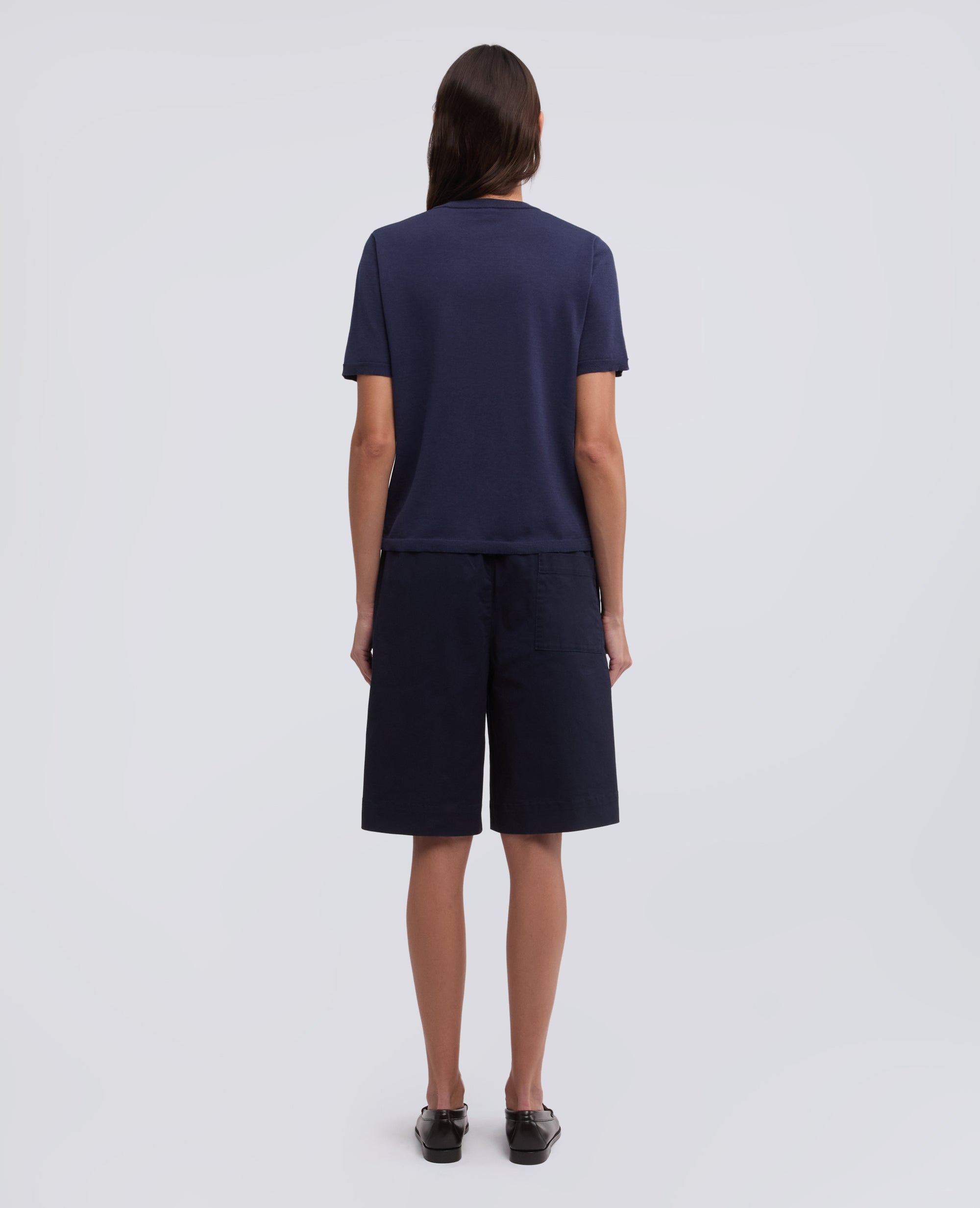 T-SHIRT GIROCOLLO IN MISTO COTONE, SETA E LINO - BLU - ASPESI