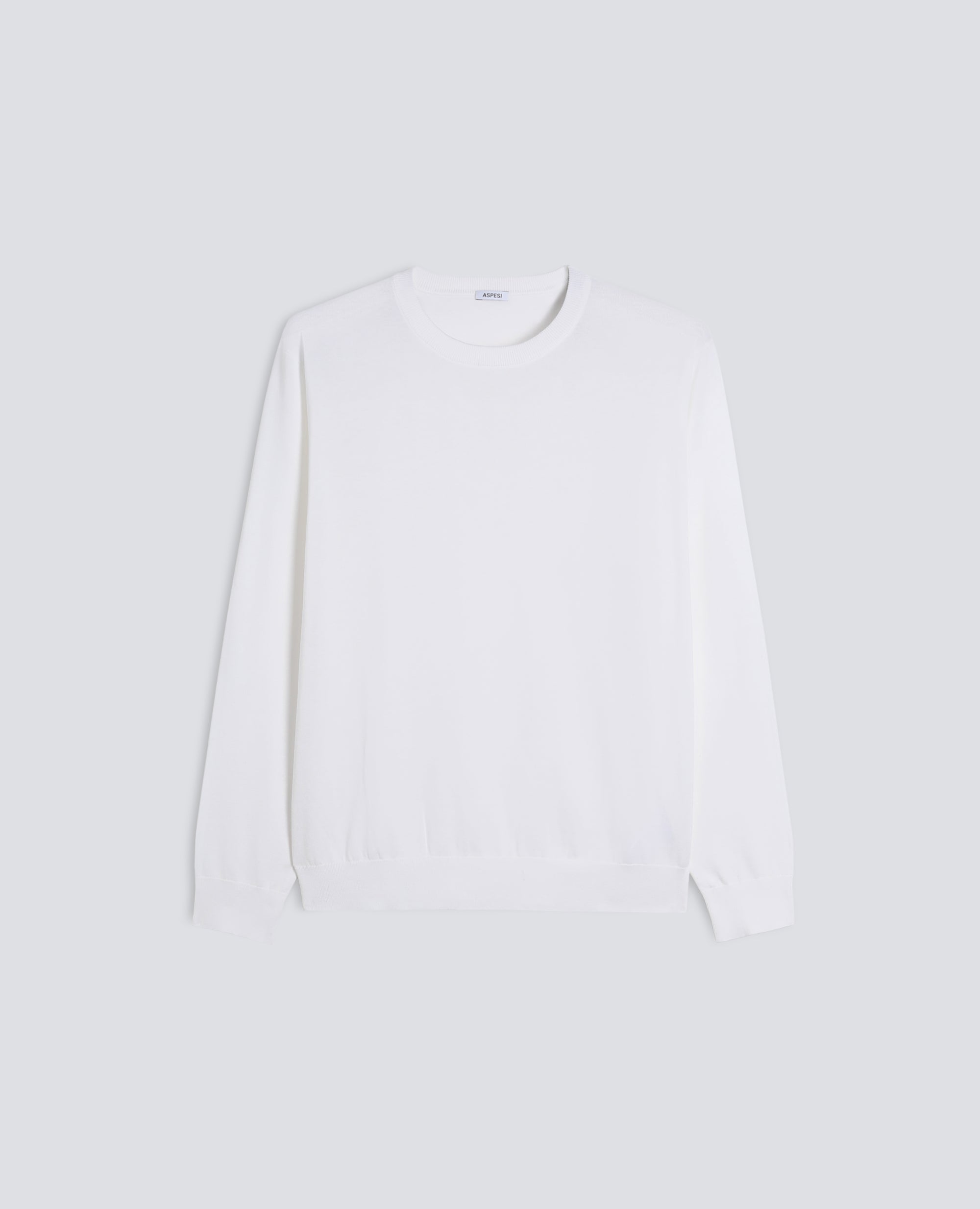 MAGLIA GIROCOLLO IN MISTO COTONE, SETA E LINO - BIANCO - ASPESI