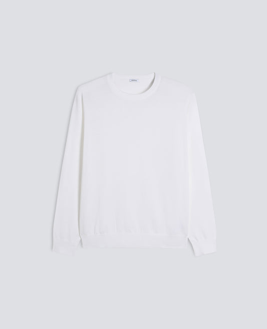 JERSEY DE CUELLO REDONDO EN MEZCLA DE ALGODON SEDA Y LINO - BIANCO - ASPESI