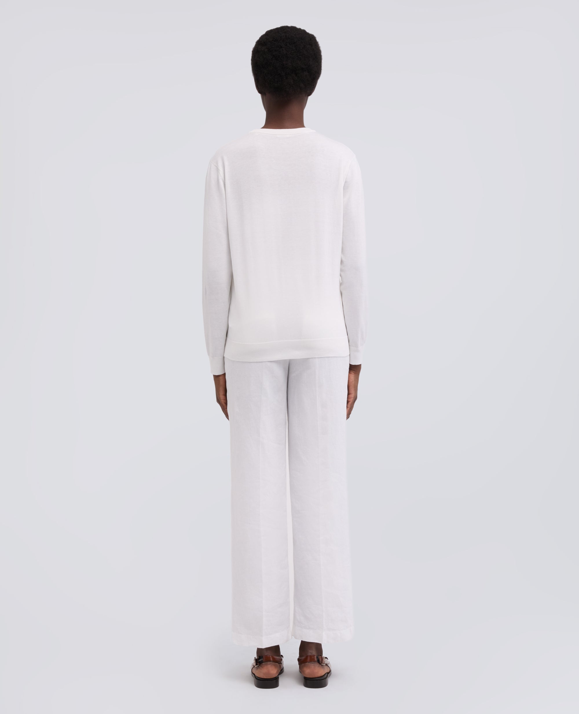 MAGLIA GIROCOLLO IN MISTO COTONE, SETA E LINO - BIANCO - ASPESI