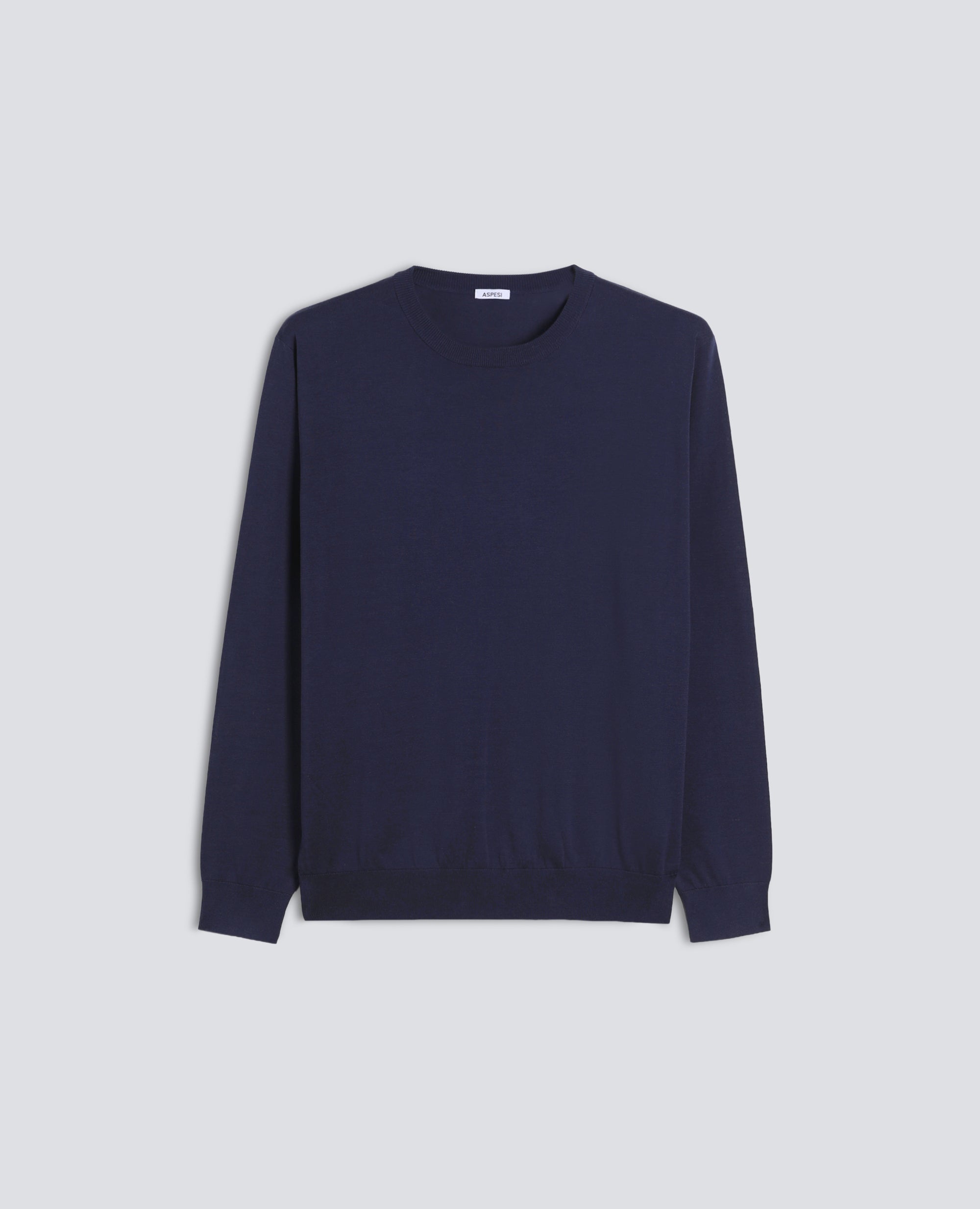 MAGLIA GIROCOLLO IN MISTO COTONE, SETA E LINO - BLU - ASPESI