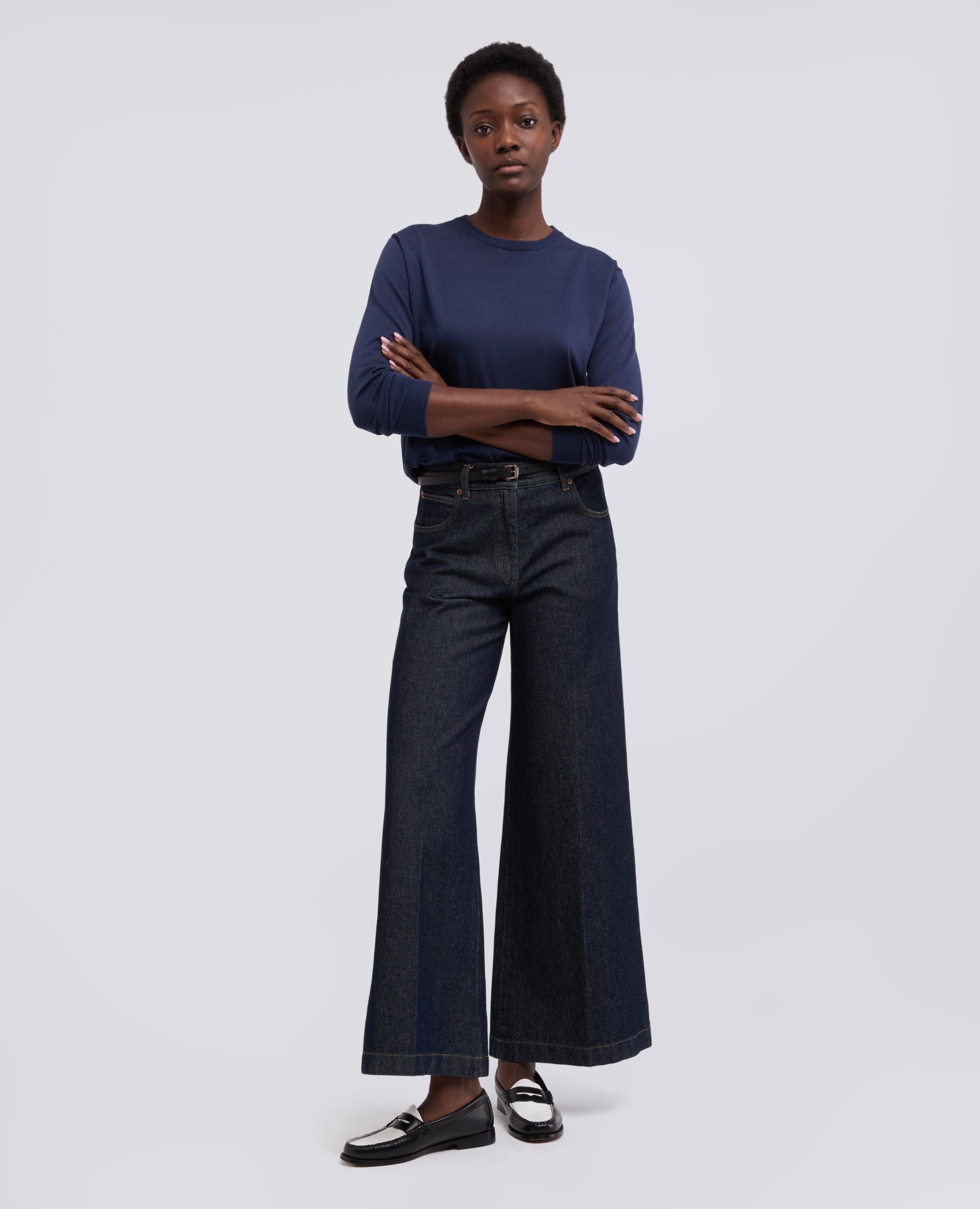 MAGLIA GIROCOLLO IN MISTO COTONE, SETA E LINO - BLU - ASPESI