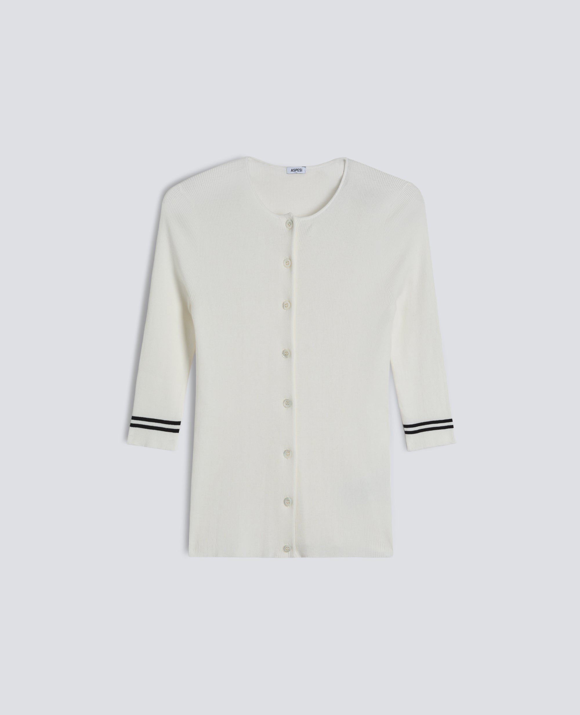 CARDIGAN GIROCOLLO IN COSTINA DI PURO COTONE - BIANCO - ASPESI