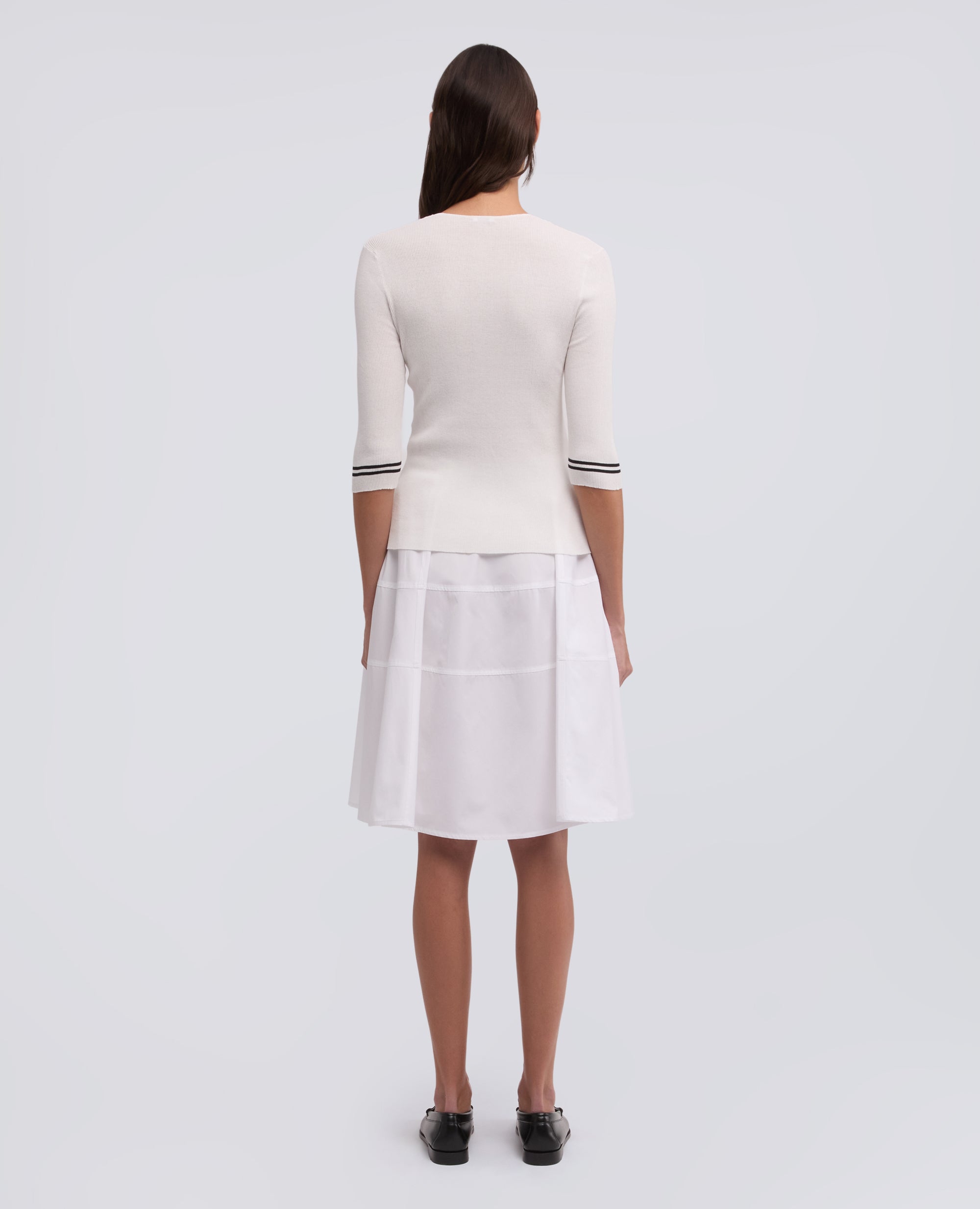 CARDIGAN GIROCOLLO IN COSTINA DI PURO COTONE - BIANCO - ASPESI