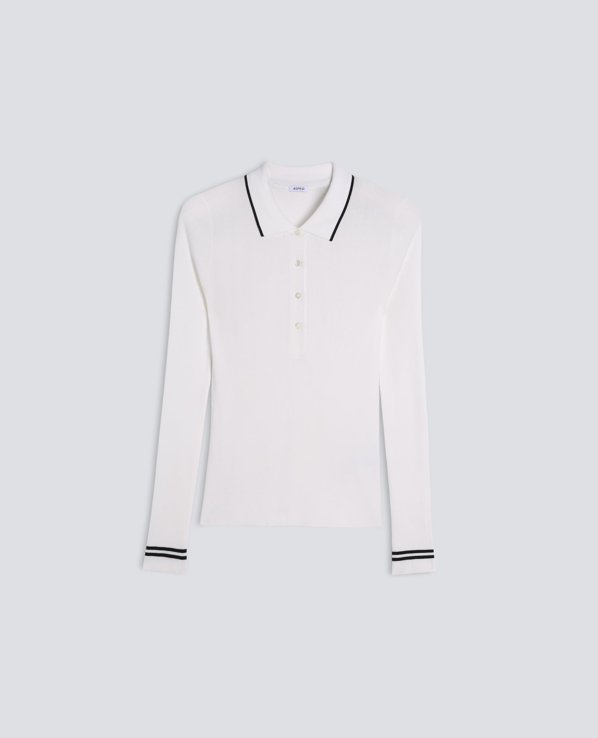 POLO A MANICHE LUNGHE REALIZZATA IN FILATO DI PURO COTONE - BIANCO - ASPESI
