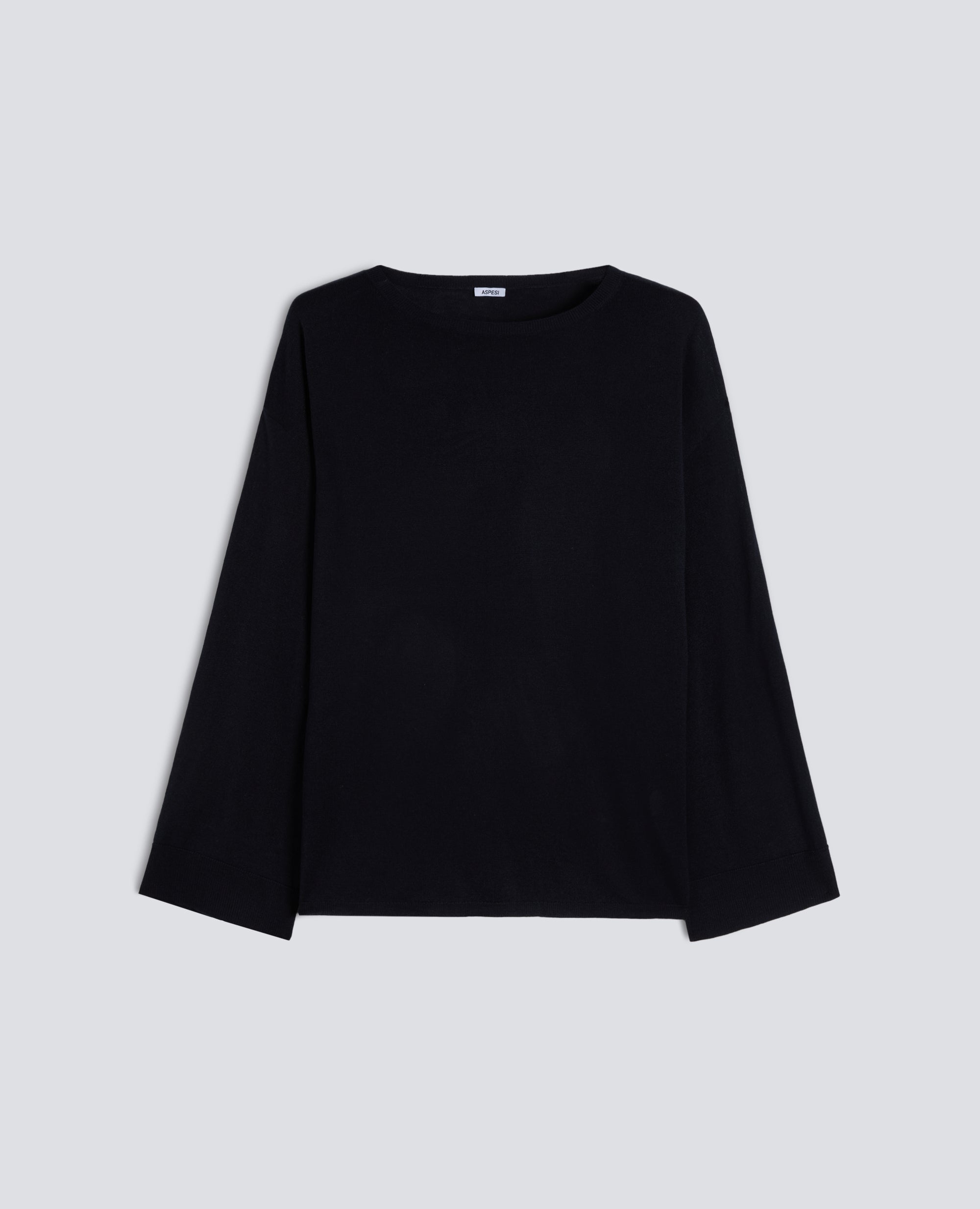 MAGLIA A MANICHE LUNGHE IN MISTO SETA, COTONE E CASHMERE - BLU - ASPESI