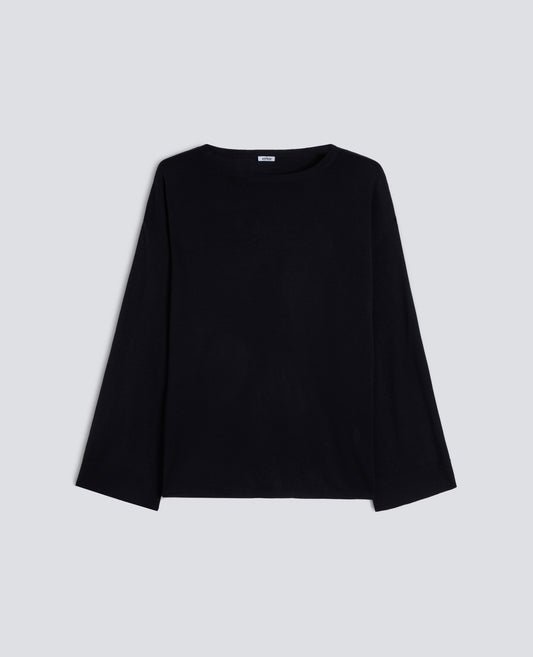 MAGLIA A MANICHE LUNGHE IN MISTO SETA, COTONE E CASHMERE - BLU - ASPESI
