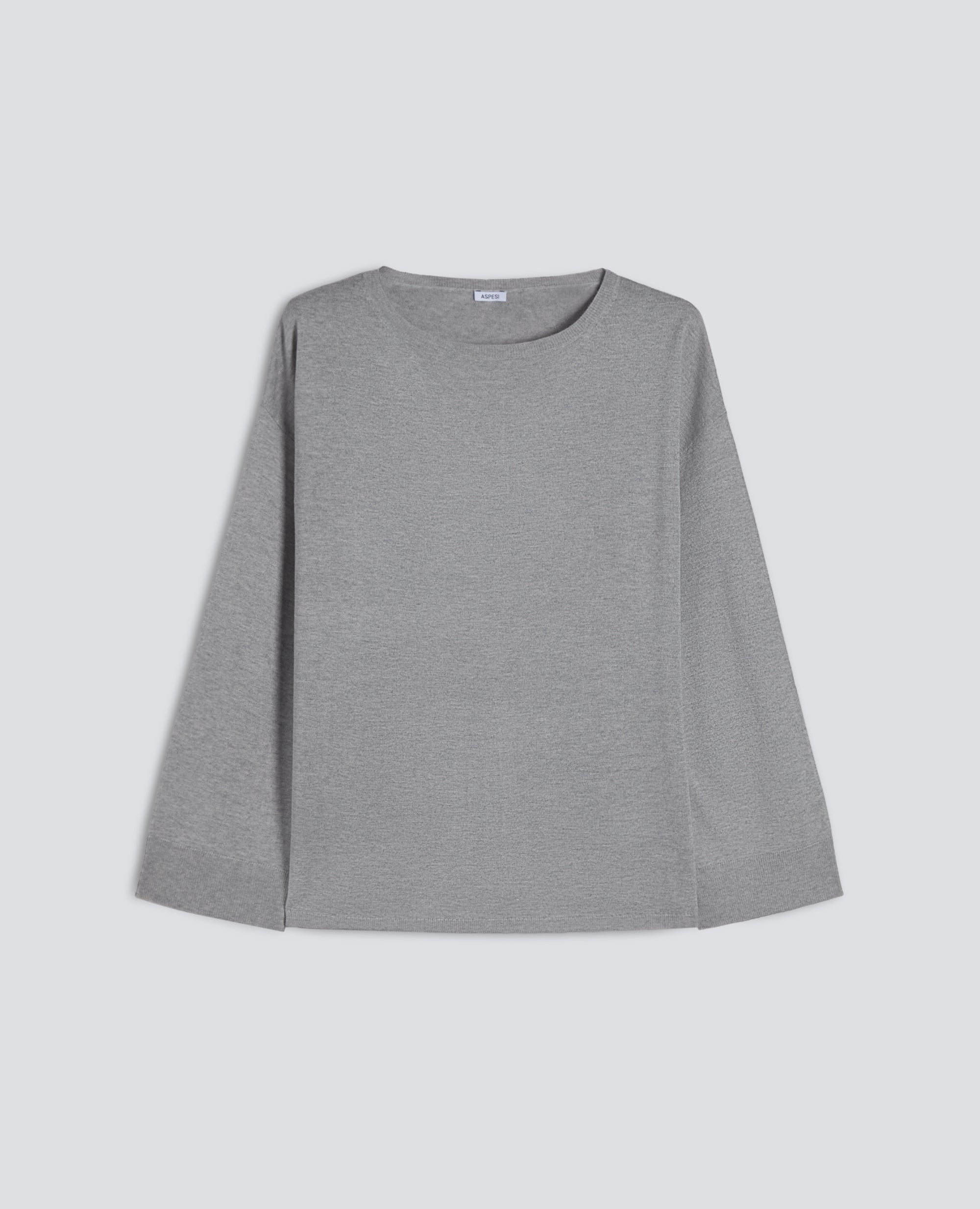 MAGLIA A MANICHE LUNGHE IN MISTO SETA, COTONE E CASHMERE - GRIGIO - ASPESI