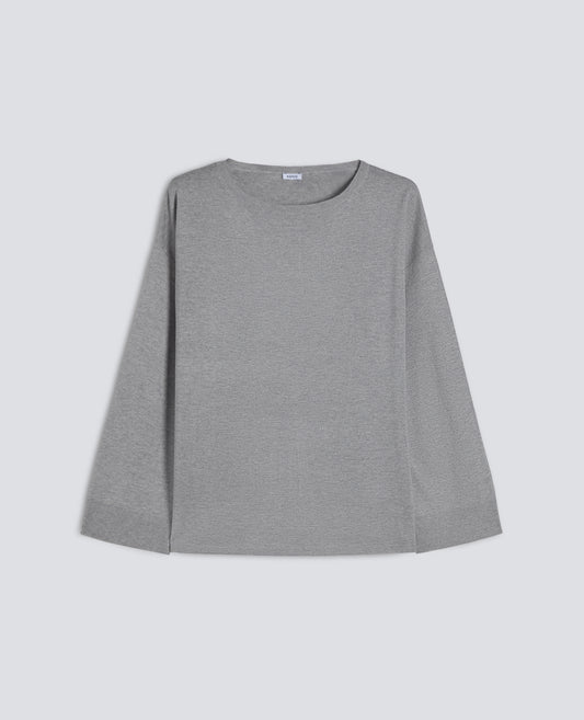 MAGLIA A MANICHE LUNGHE IN MISTO SETA, COTONE E CASHMERE - GRIGIO - ASPESI