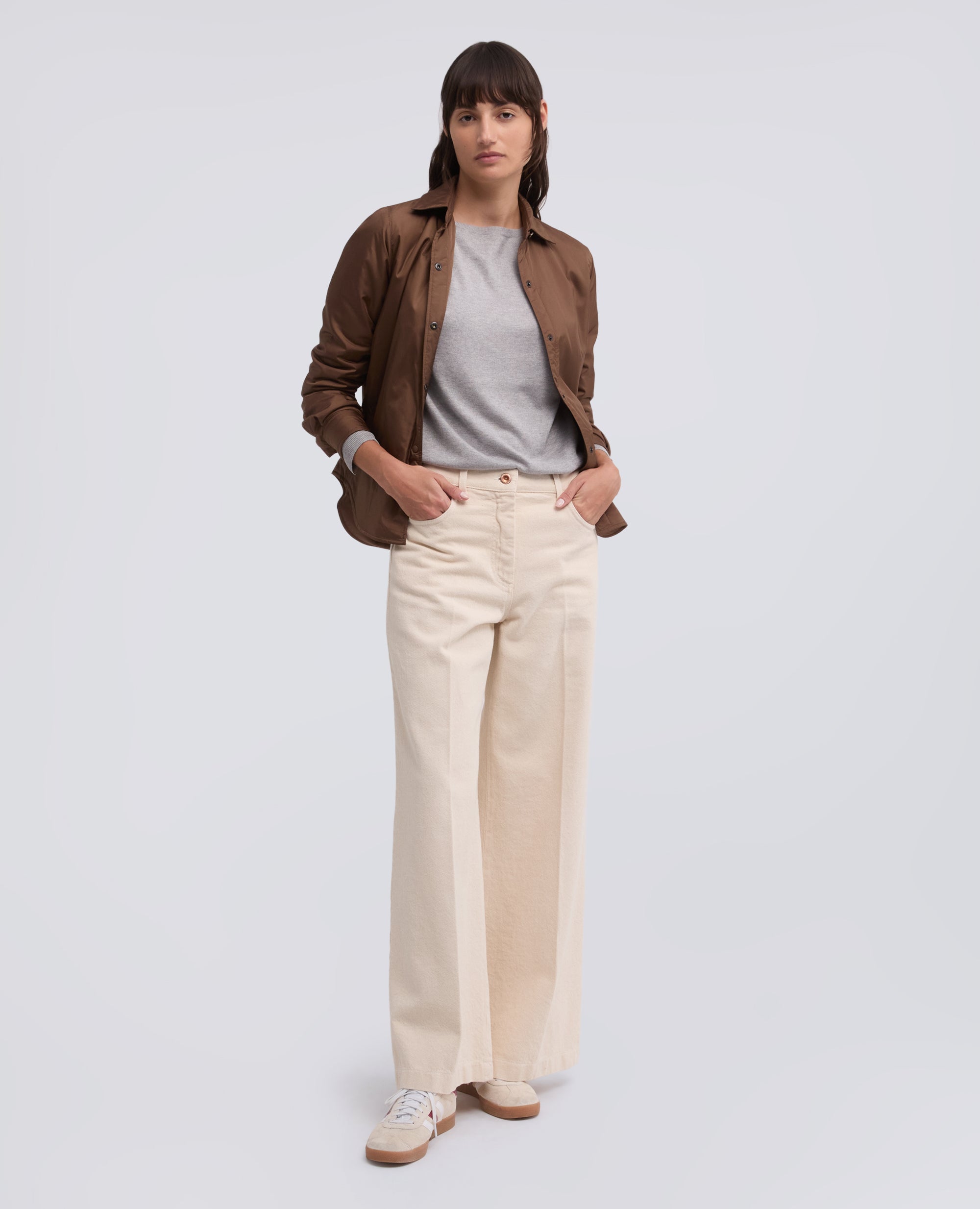MAGLIA A MANICHE LUNGHE IN MISTO SETA, COTONE E CASHMERE - GRIGIO - ASPESI