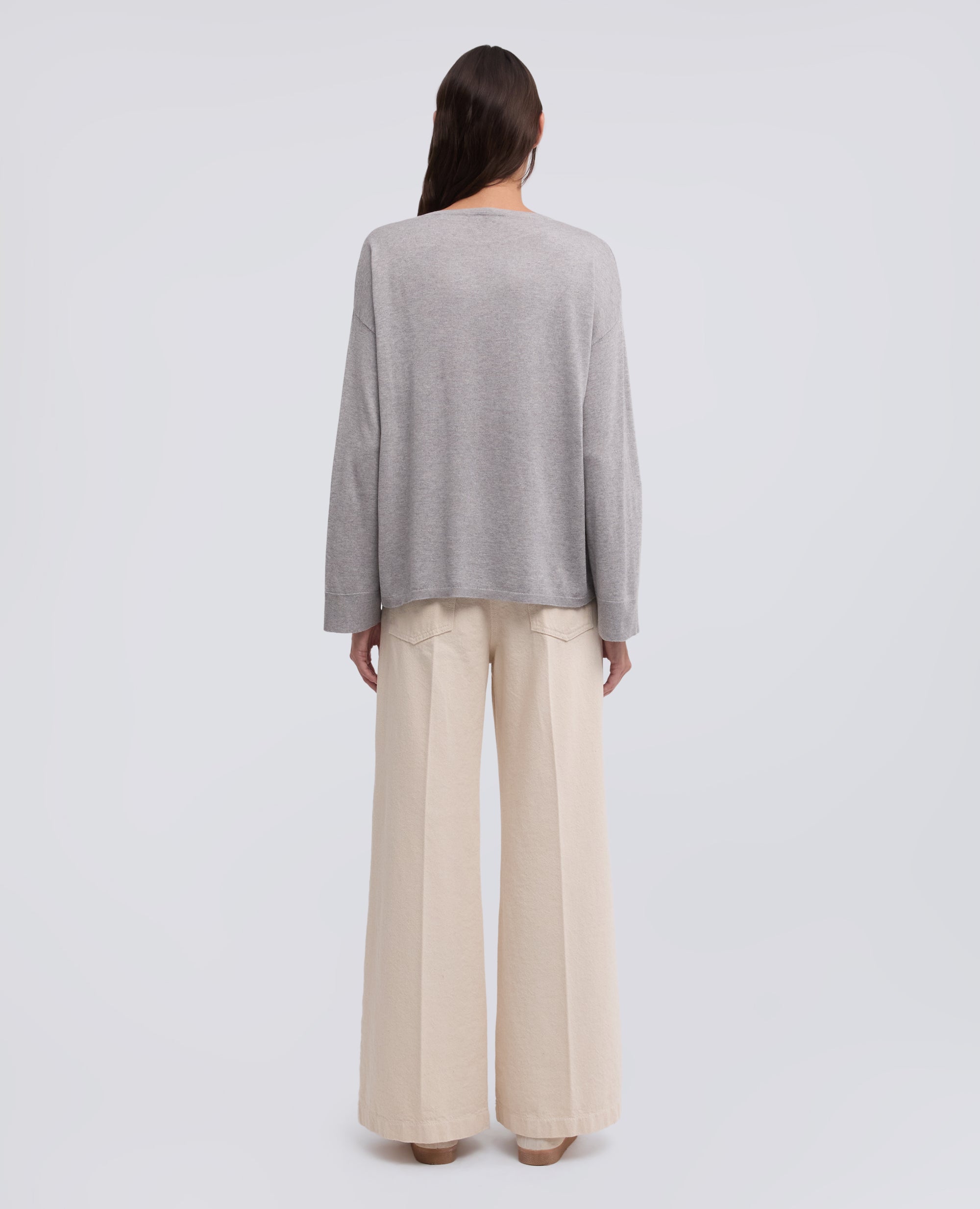 MAGLIA A MANICHE LUNGHE IN MISTO SETA, COTONE E CASHMERE - GRIGIO - ASPESI