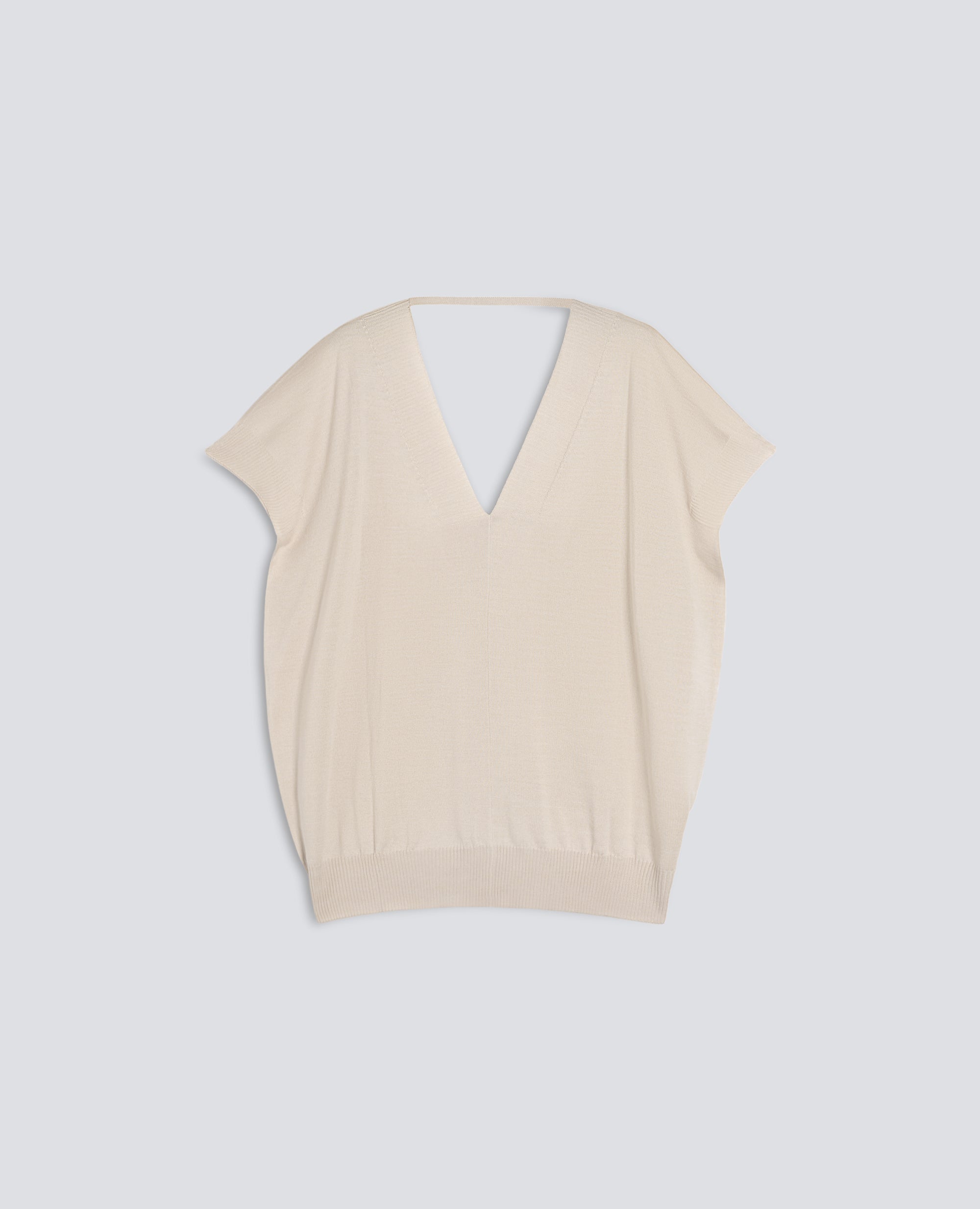 MAGLIA CON SCOLLO A V IN LANA E SETA - BEIGE - ASPESI