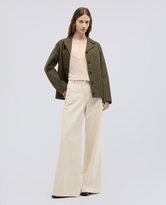 MAGLIA CON SCOLLO A V IN LANA E SETA - BEIGE - ASPESI