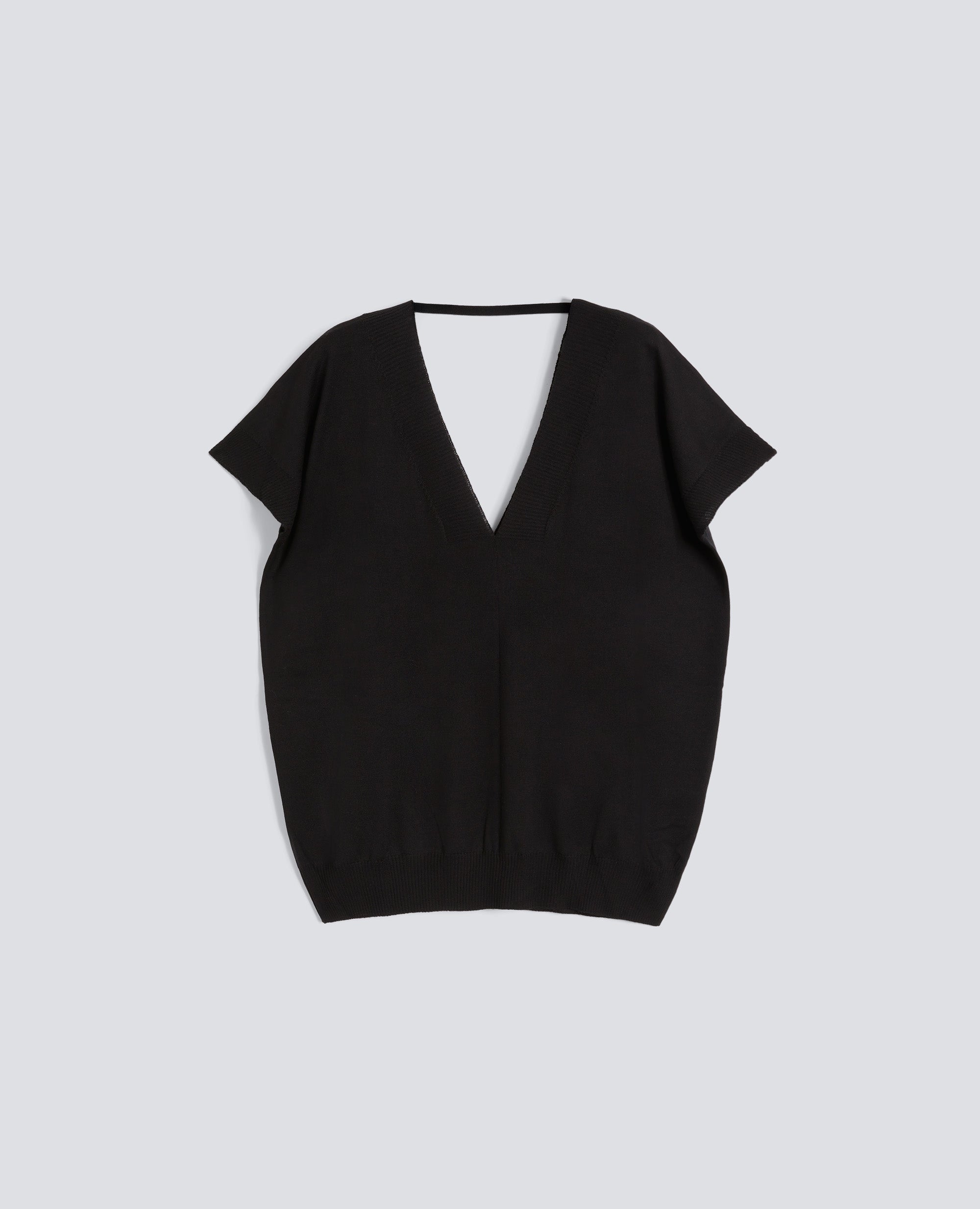 MAGLIA CON SCOLLO A V IN LANA E SETA - NERO - ASPESI