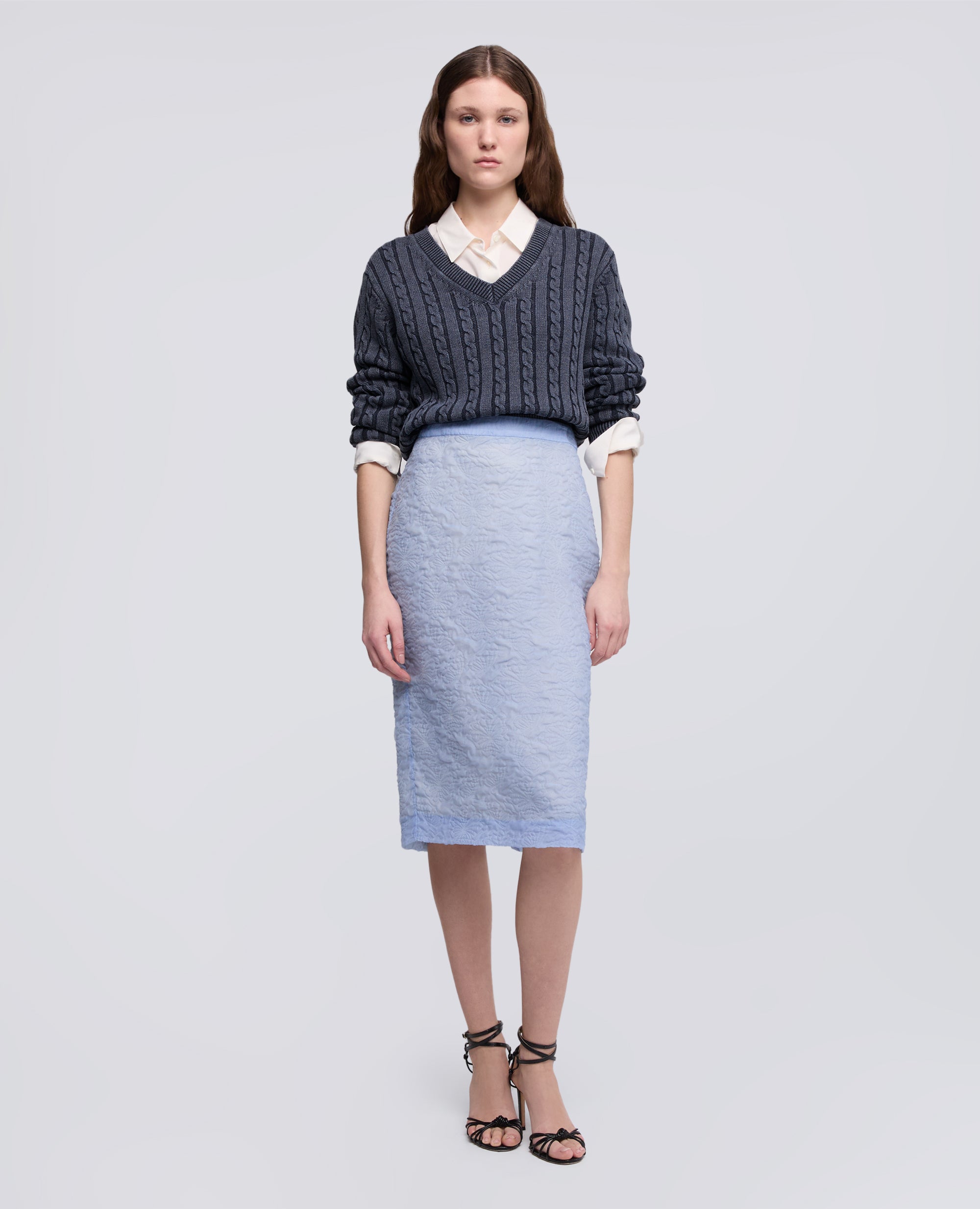 MAGLIA CON TRECCE IN COTONE STONE WASHED - BLU - ASPESI