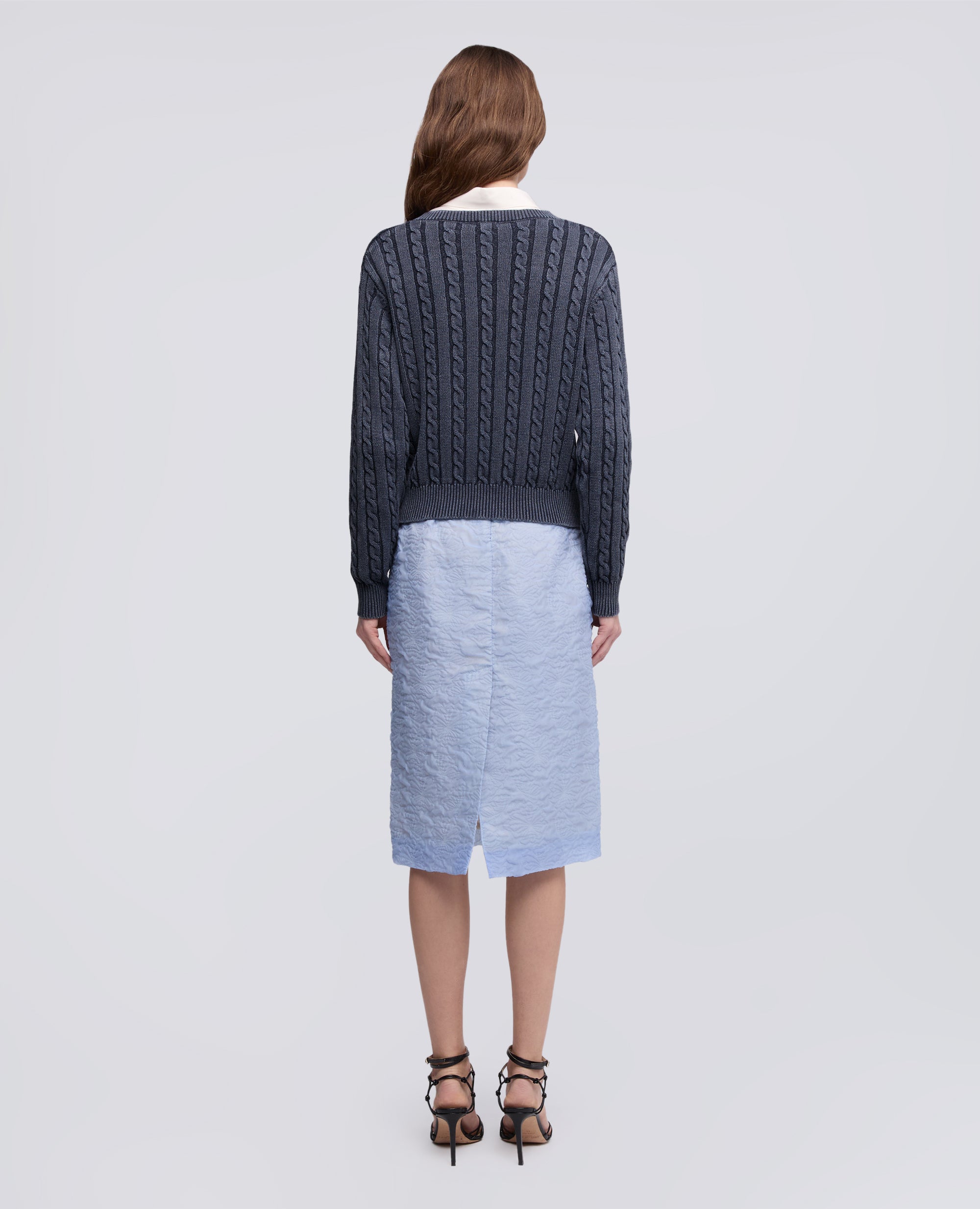 MAGLIA CON TRECCE IN COTONE STONE WASHED - BLU - ASPESI