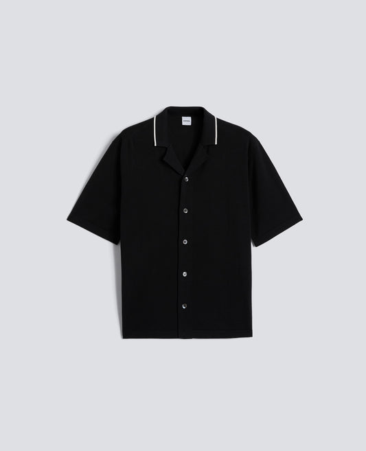 CAMICIA BOWLING IN MAGLIA DI COTONE - NERO - ASPESI