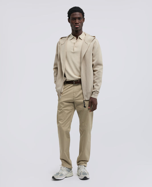 MAGLIA CON CAPPUCCIO IN COTONE DOPPIA FRONTURA - BEIGE - ASPESI