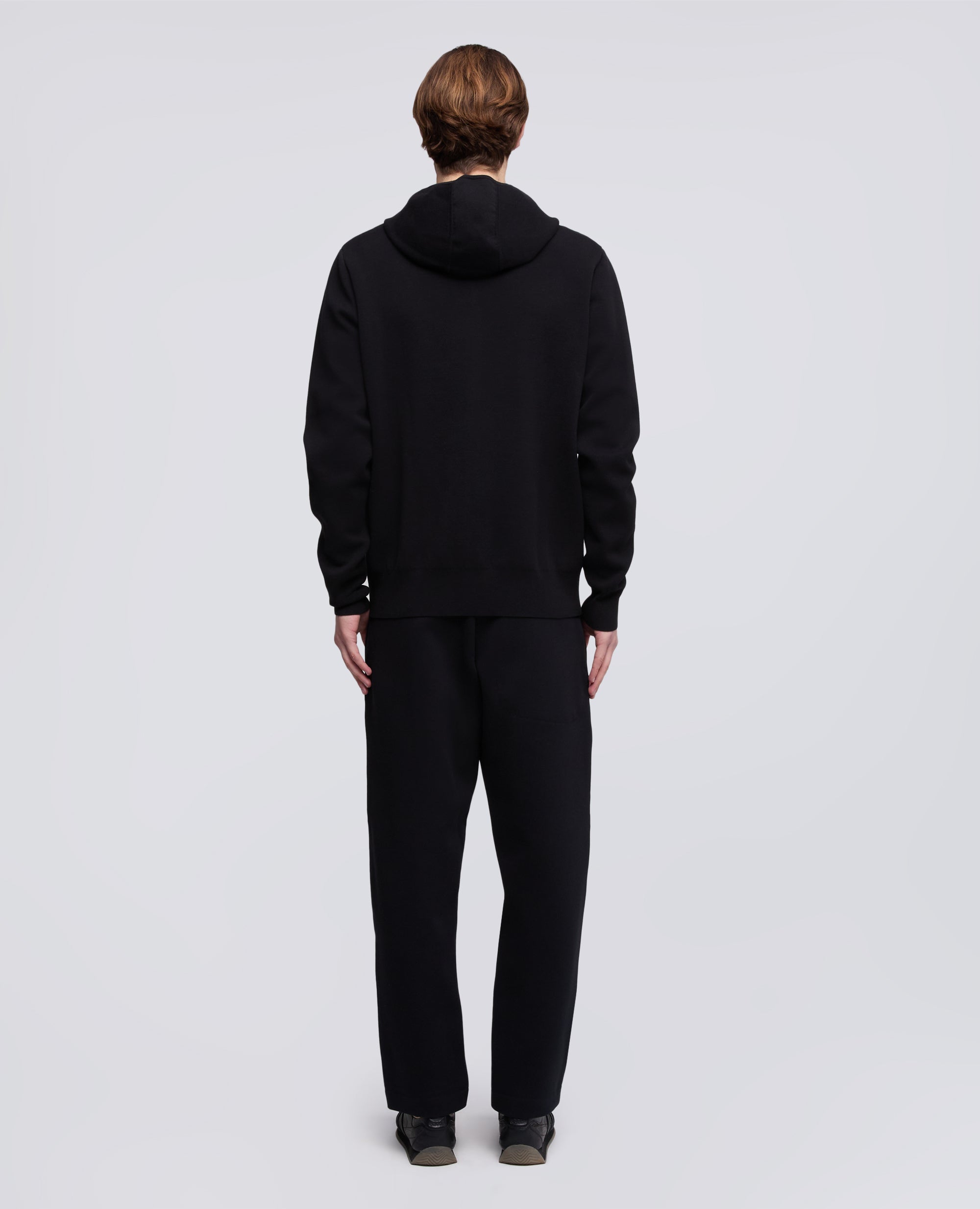 MAGLIA CON CAPPUCCIO IN COTONE DOPPIA FRONTURA - NERO - ASPESI