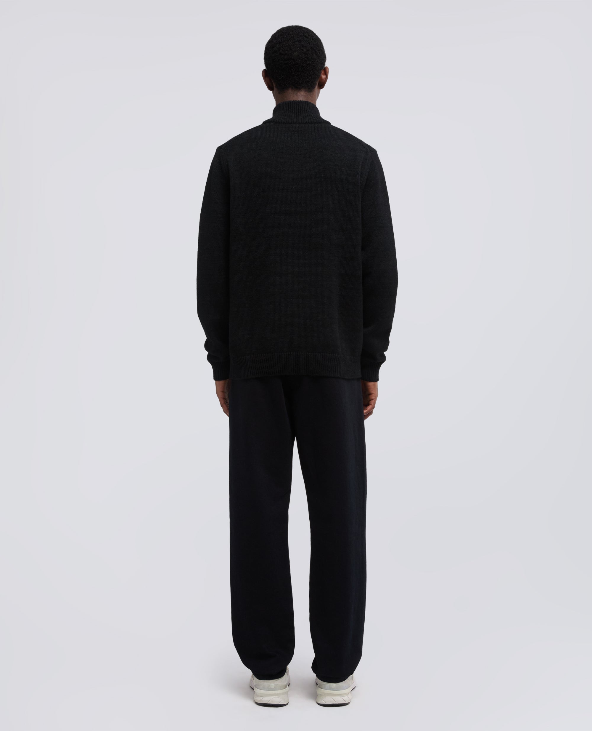 MAGLIA CON MEZZA ZIP IN COTONE, CANAPA E LANA - NERO - ASPESI
