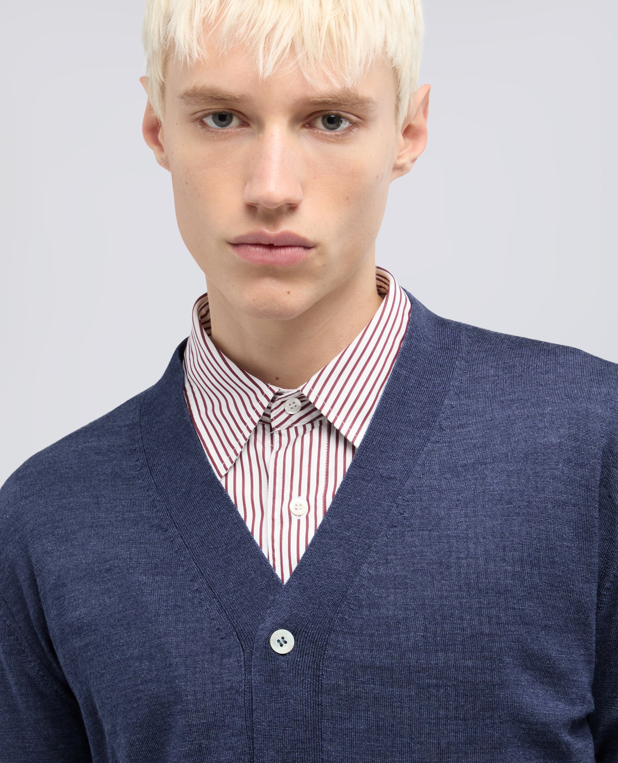 CARDIGAN IN LANA E SETA - BLU - ASPESI