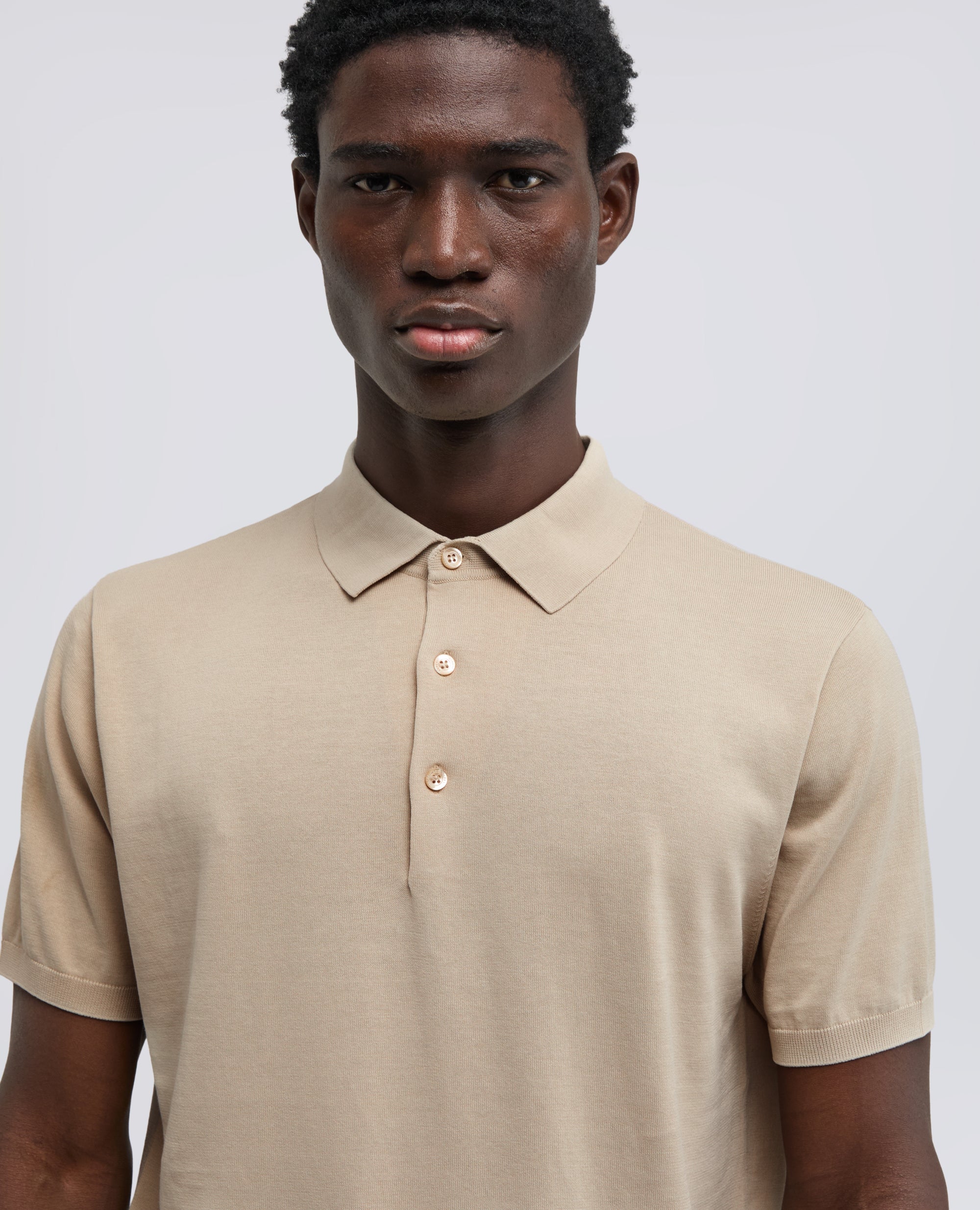 POLO IN COTONE CON BOTTONI IN MADREPERLA - BEIGE - ASPESI