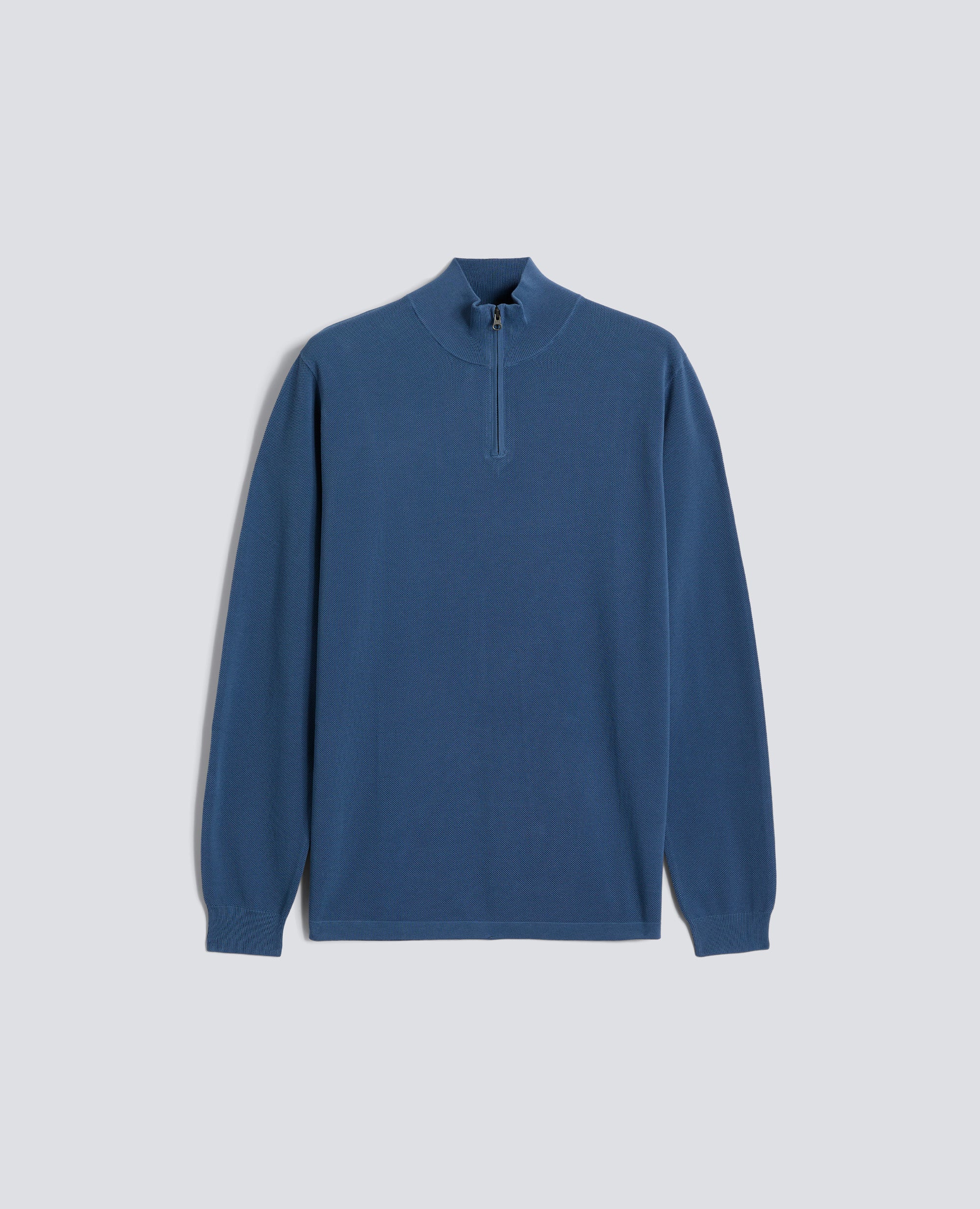 MAGLIA CON ZIP IN COTONE PUNTO PIQUET TINTO CAPO - BLU - ASPESI