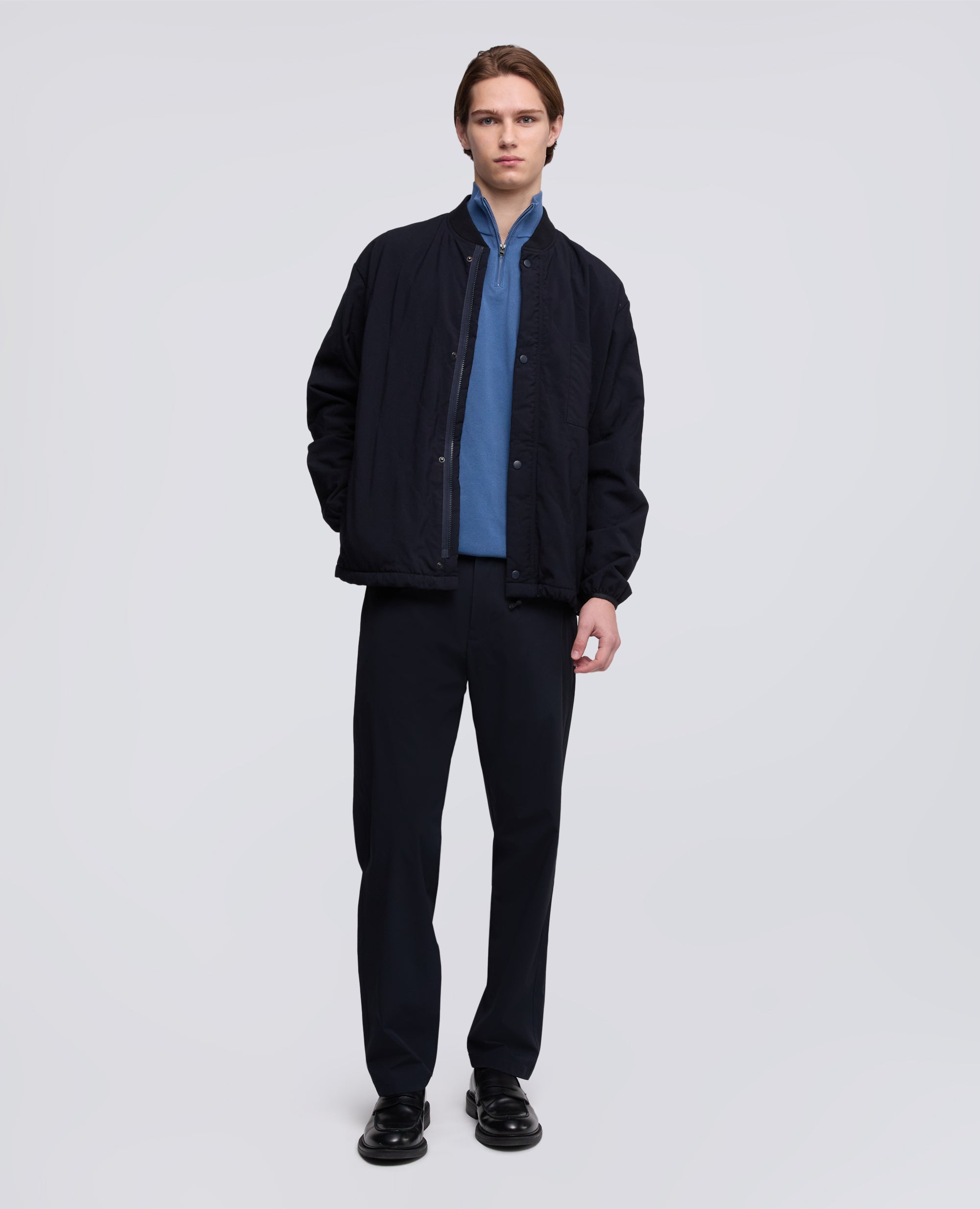 MAGLIA CON ZIP IN COTONE PUNTO PIQUET TINTO CAPO - BLU - ASPESI