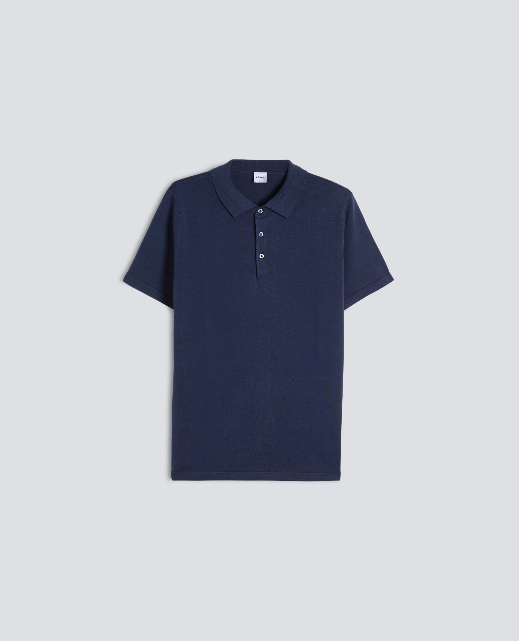POLO IN MAGLIA DI COTONE, SETA E LINO - BLU - ASPESI
