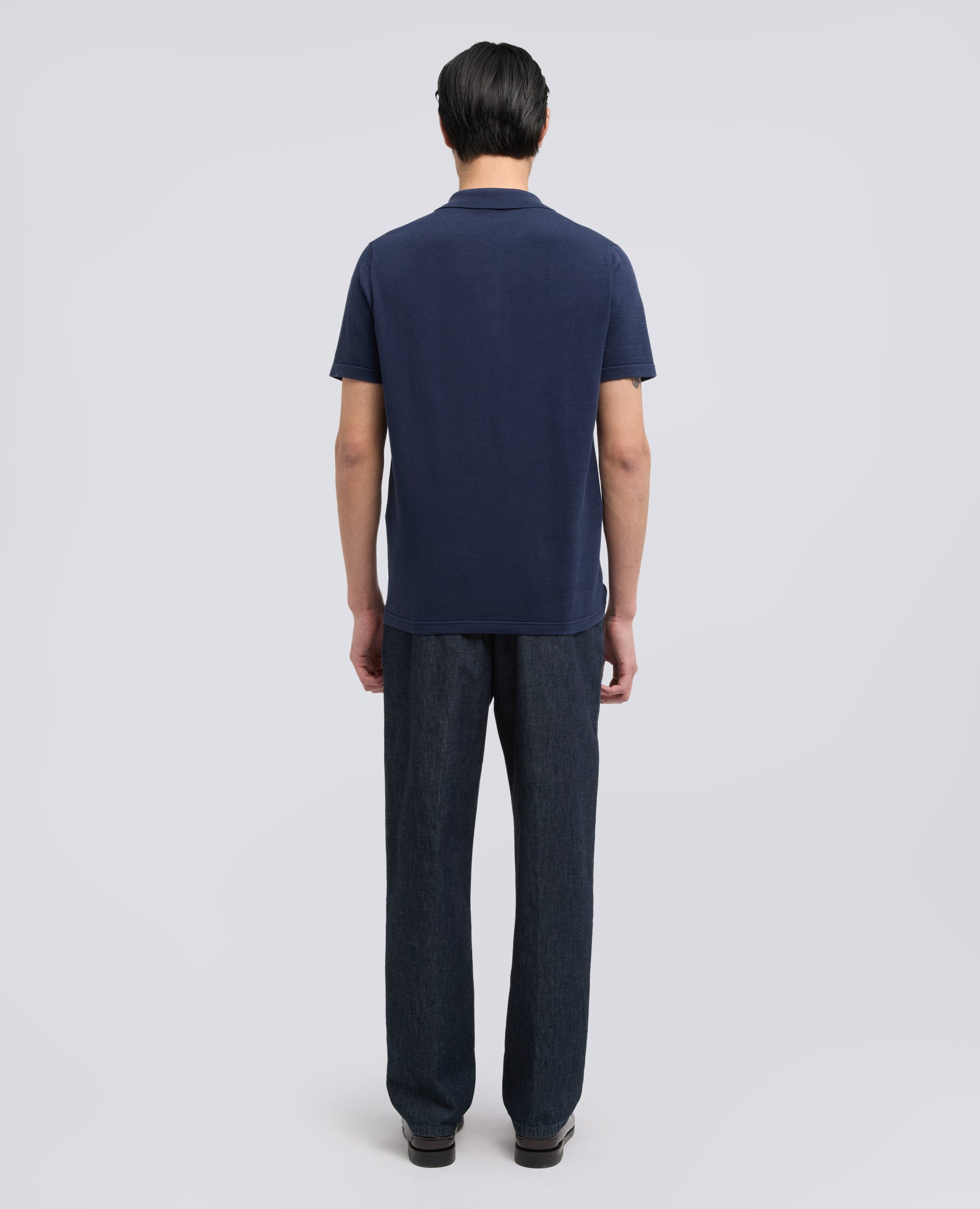POLO IN MAGLIA DI COTONE, SETA E LINO - BLU - ASPESI