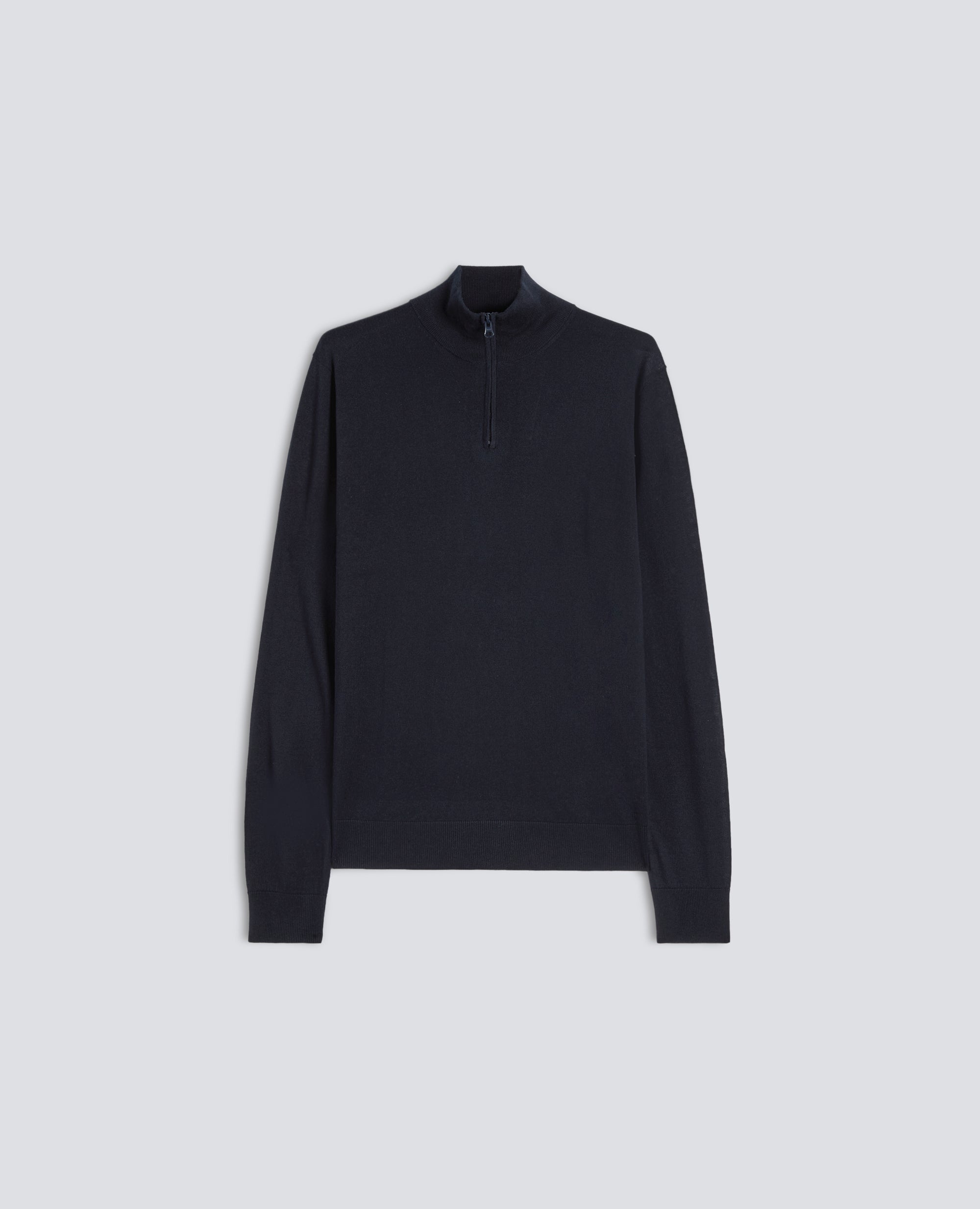 MAGLIA CON ZIP IN MISTO SETA, COTONE E CASHMERE - BLU - ASPESI