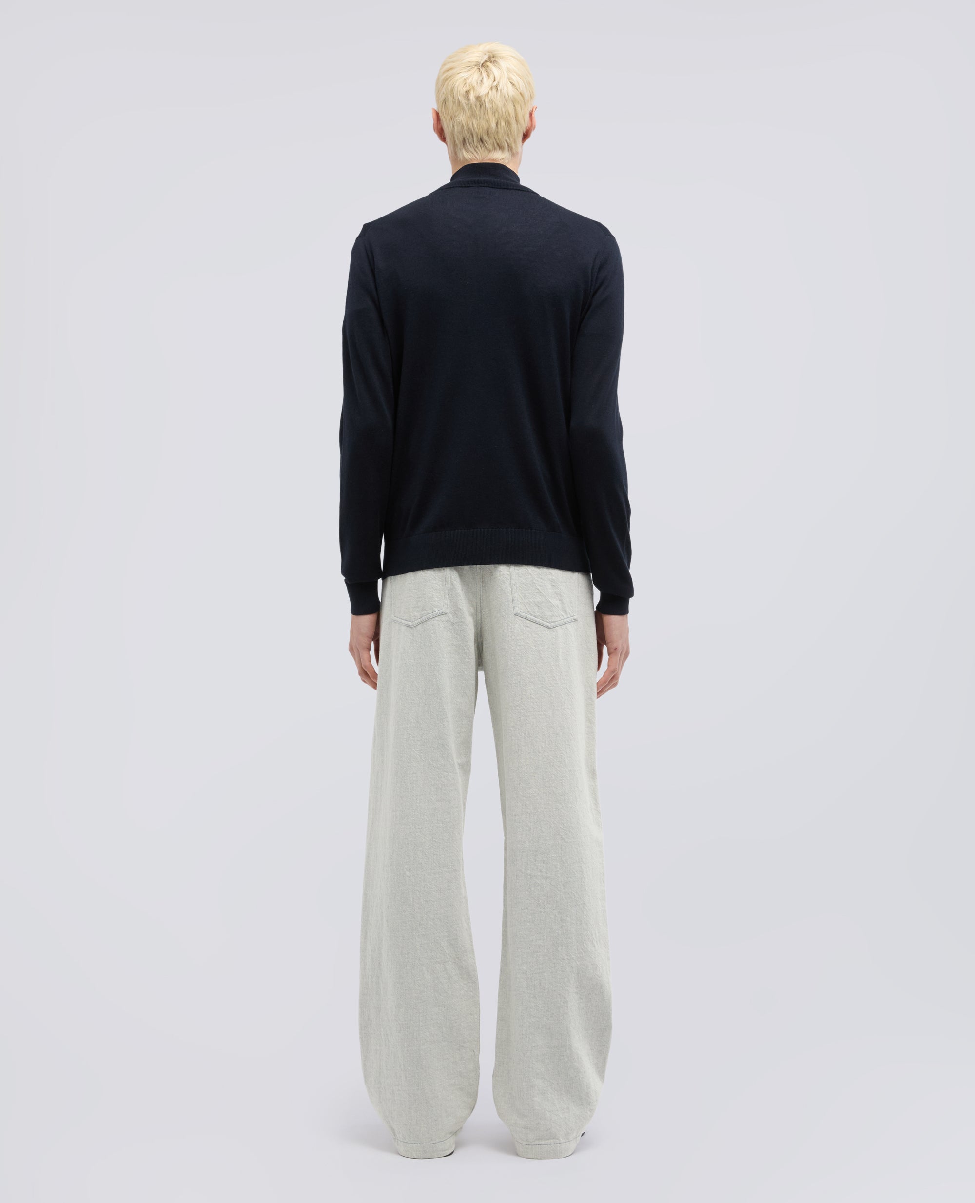MAGLIA CON ZIP IN MISTO SETA, COTONE E CASHMERE - BLU - ASPESI